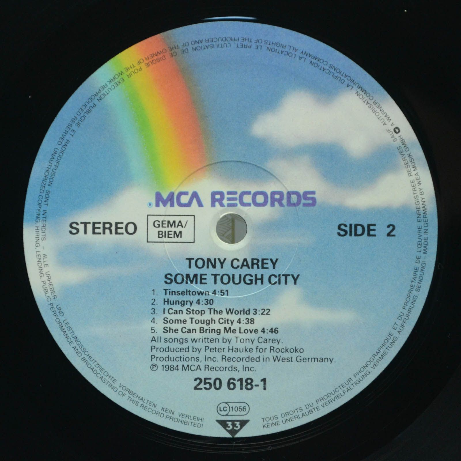 Виниловая пластинка Tony Carey — Some Tough City, 1984