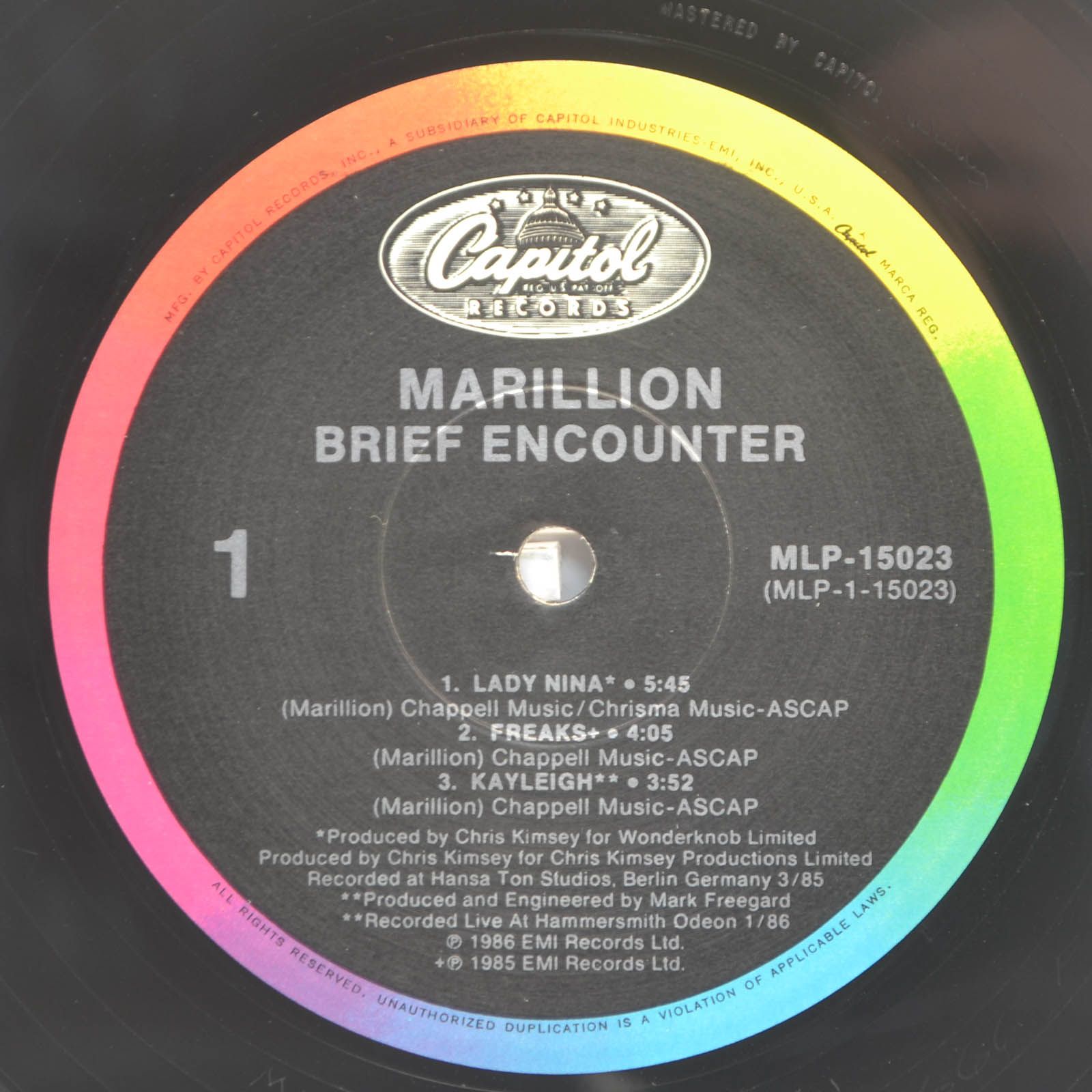 Marillion — Brief Encounter (USA), 1986