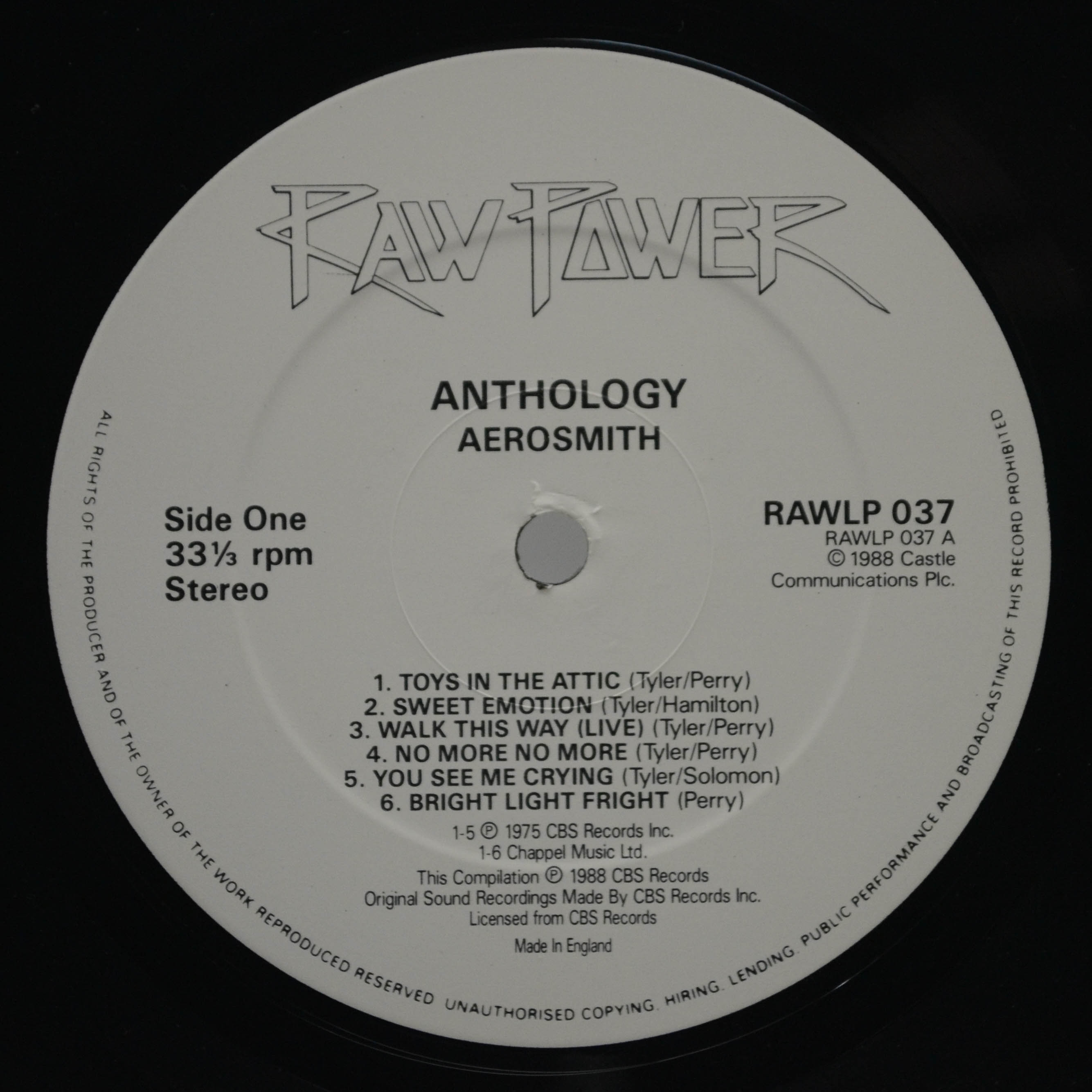 Aerosmith — Anthology (2LP, UK), 1988