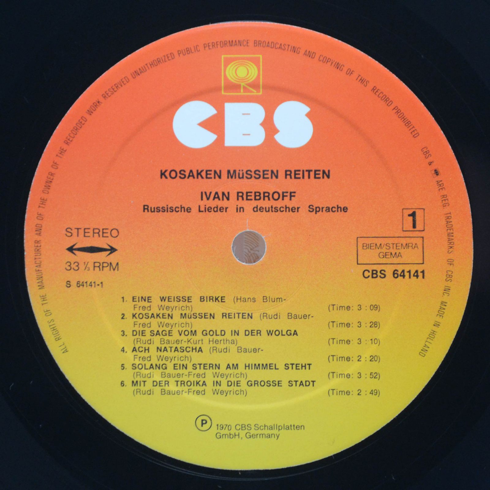 Виниловая пластинка Ivan Rebroff — Kosaken Müssen Reiten, 1970