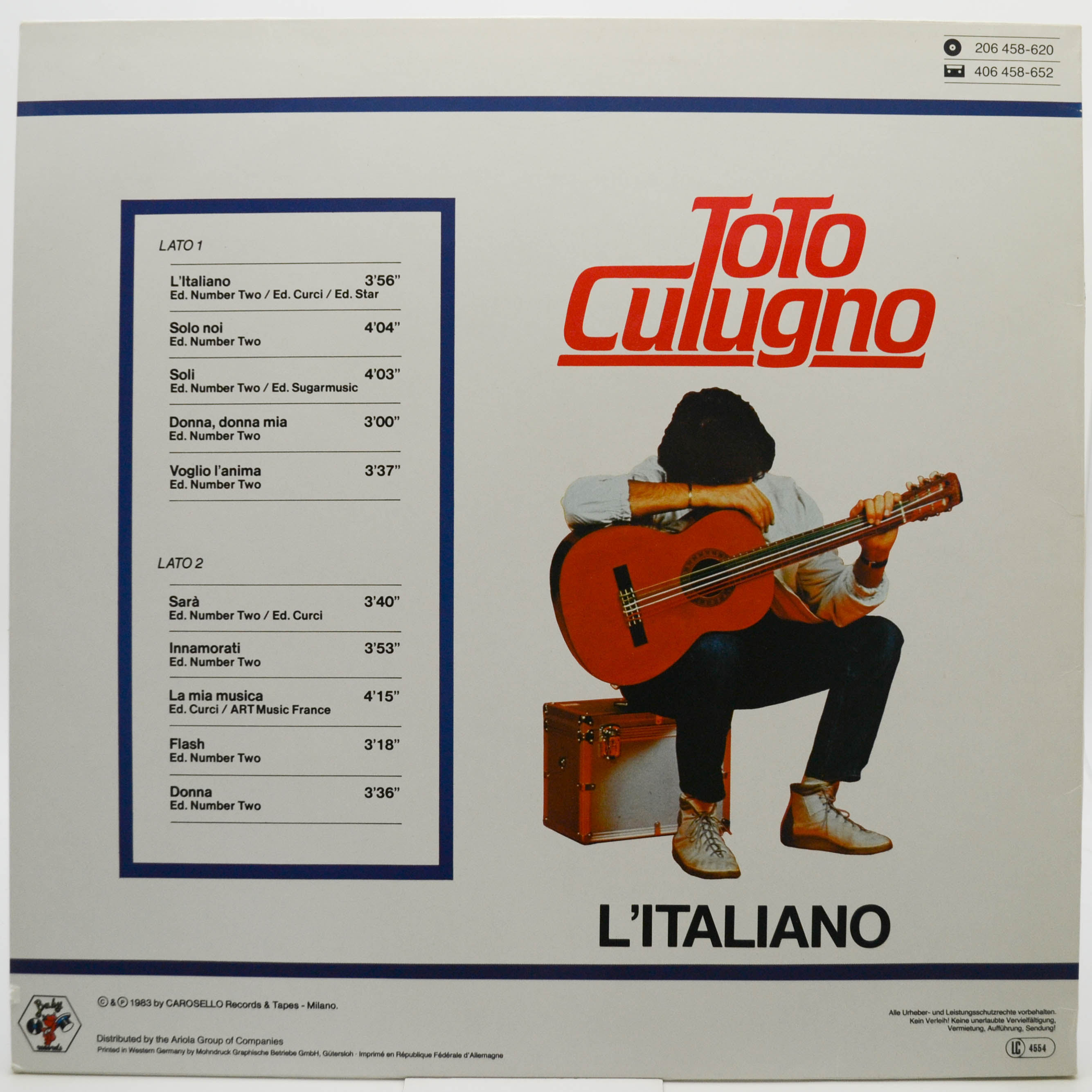 Виниловая пластинка Toto Cutugno — L'Italiano, 1984