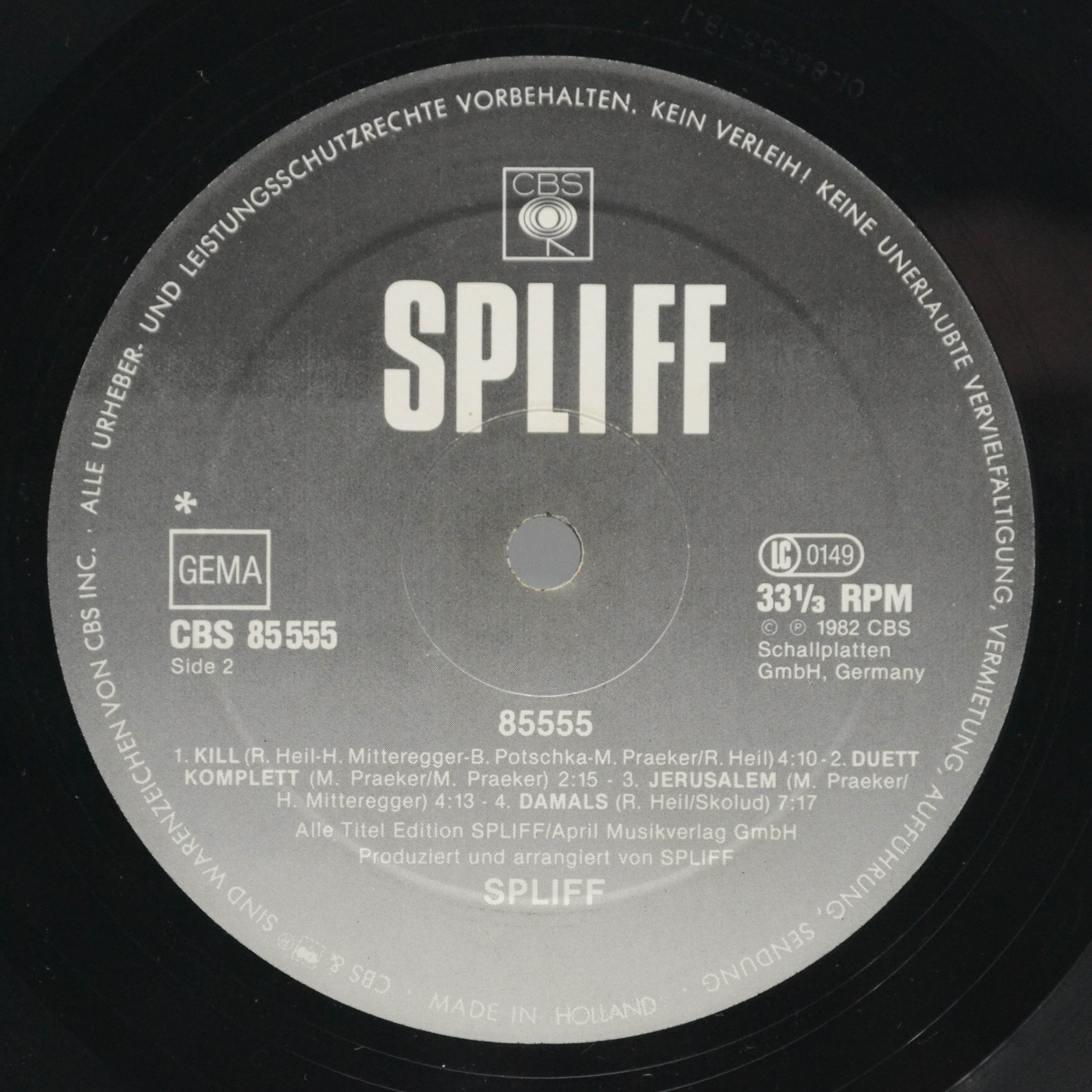 Виниловая пластинка Spliff — 85555, 1982