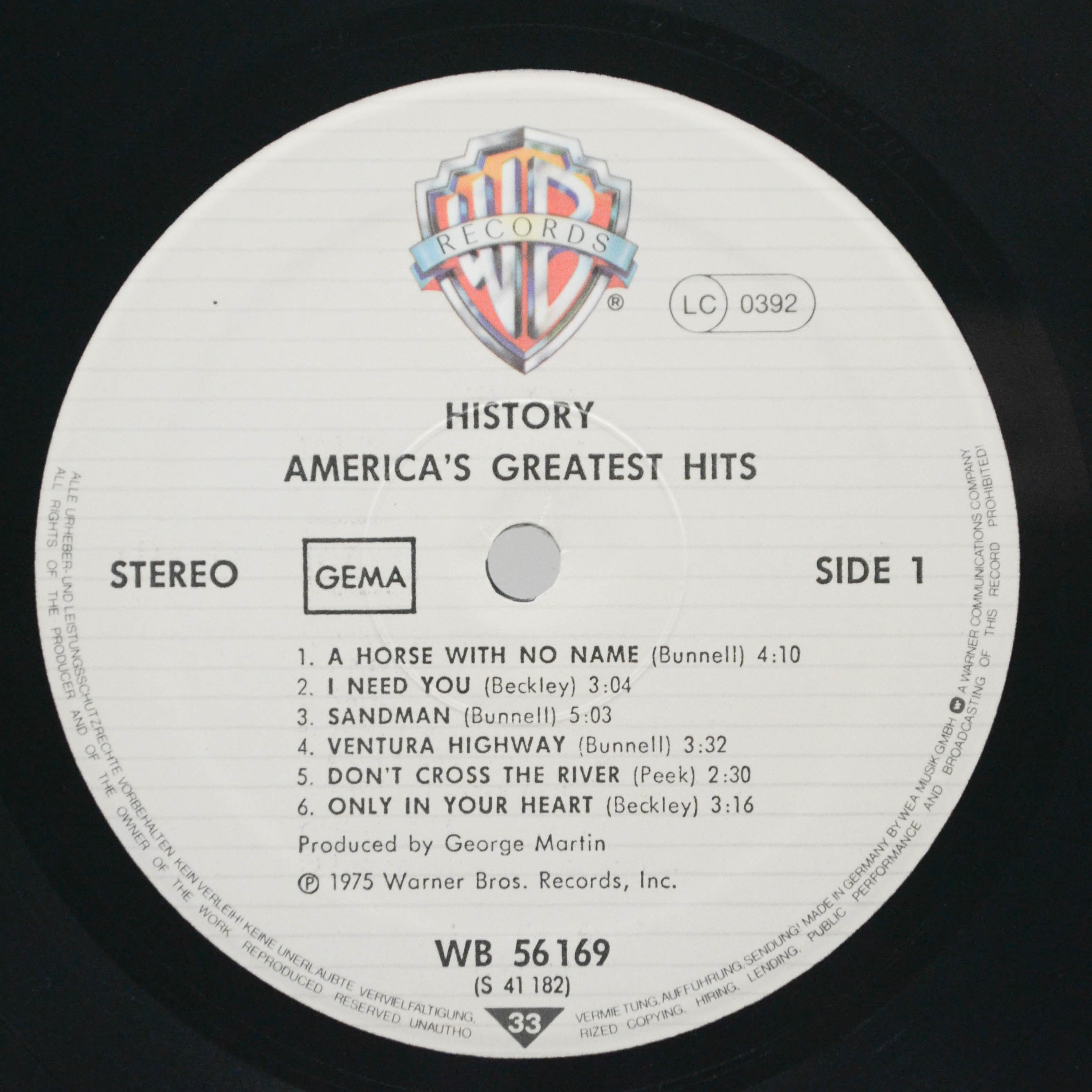 Виниловая пластинка America — History · America's Greatest Hits, 1975