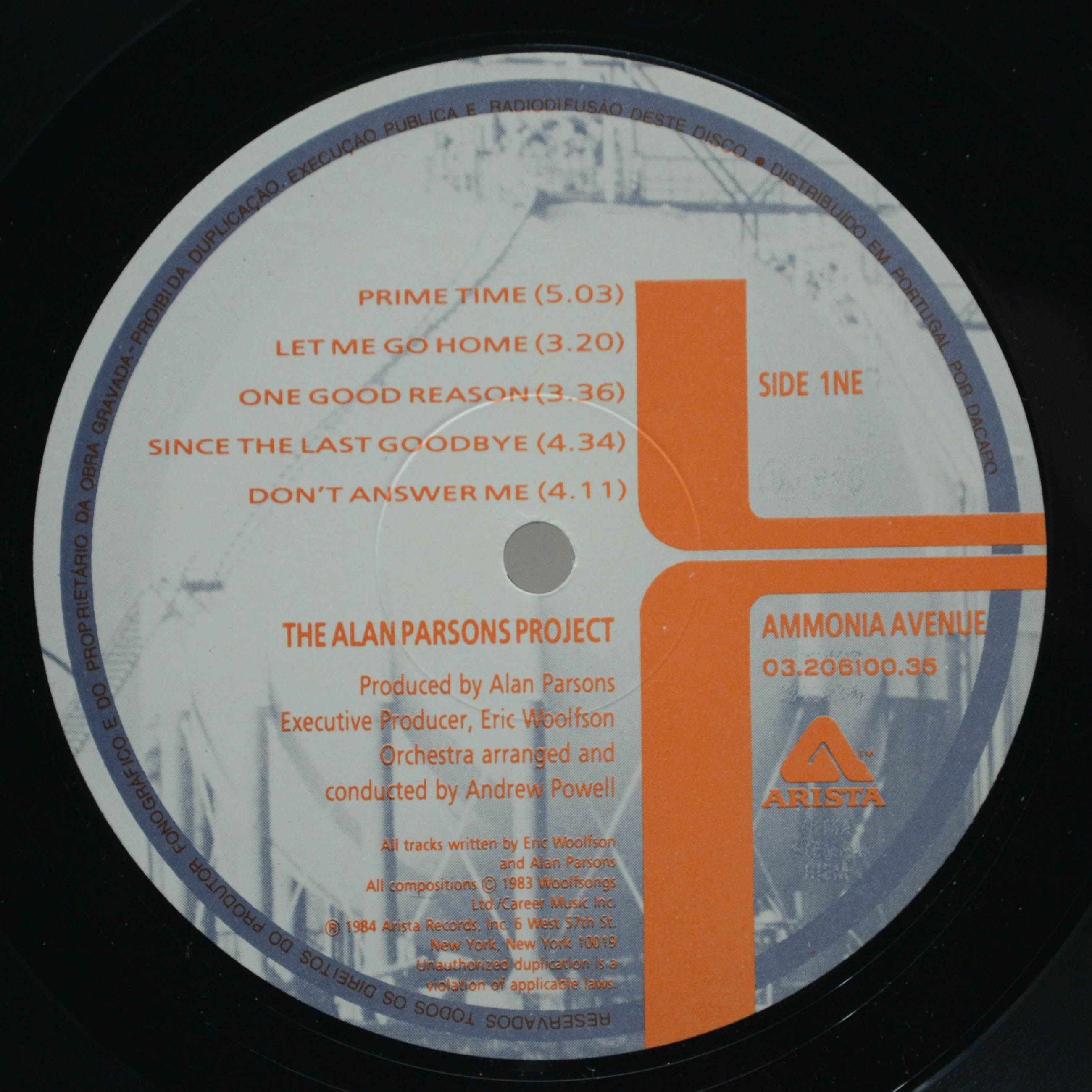 Виниловая пластинка Alan Parsons Project — Ammonia Avenue, 1984