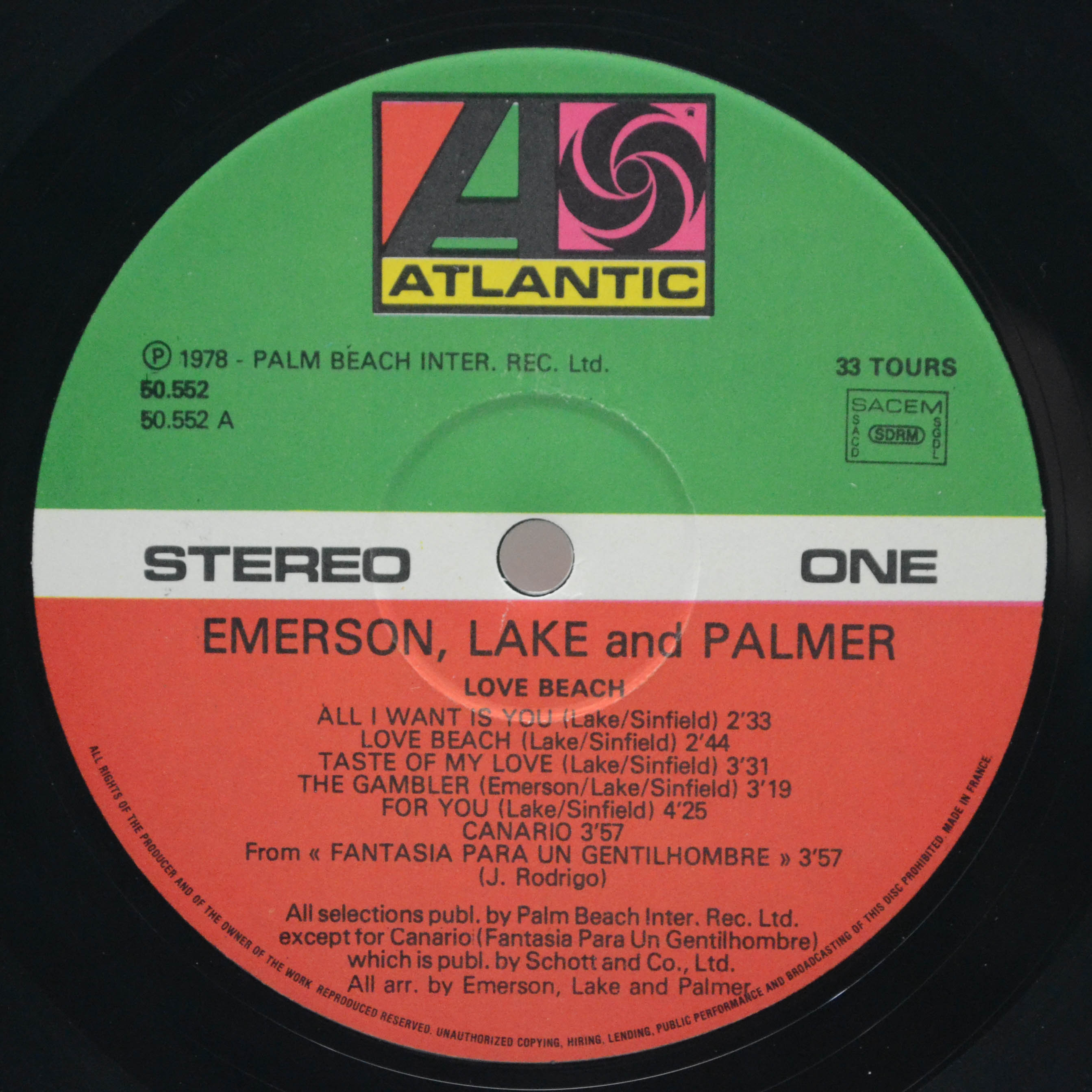 Виниловая пластинка Emerson, Lake & Palmer — Love Beach, 1978