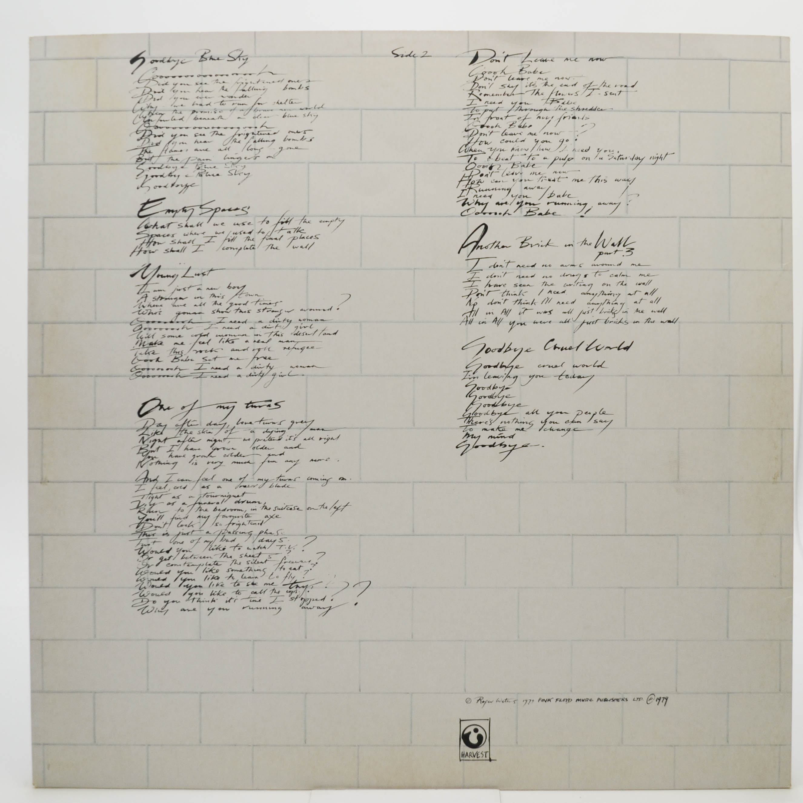 Виниловая пластинка Pink Floyd — The Wall (2LP), 1979