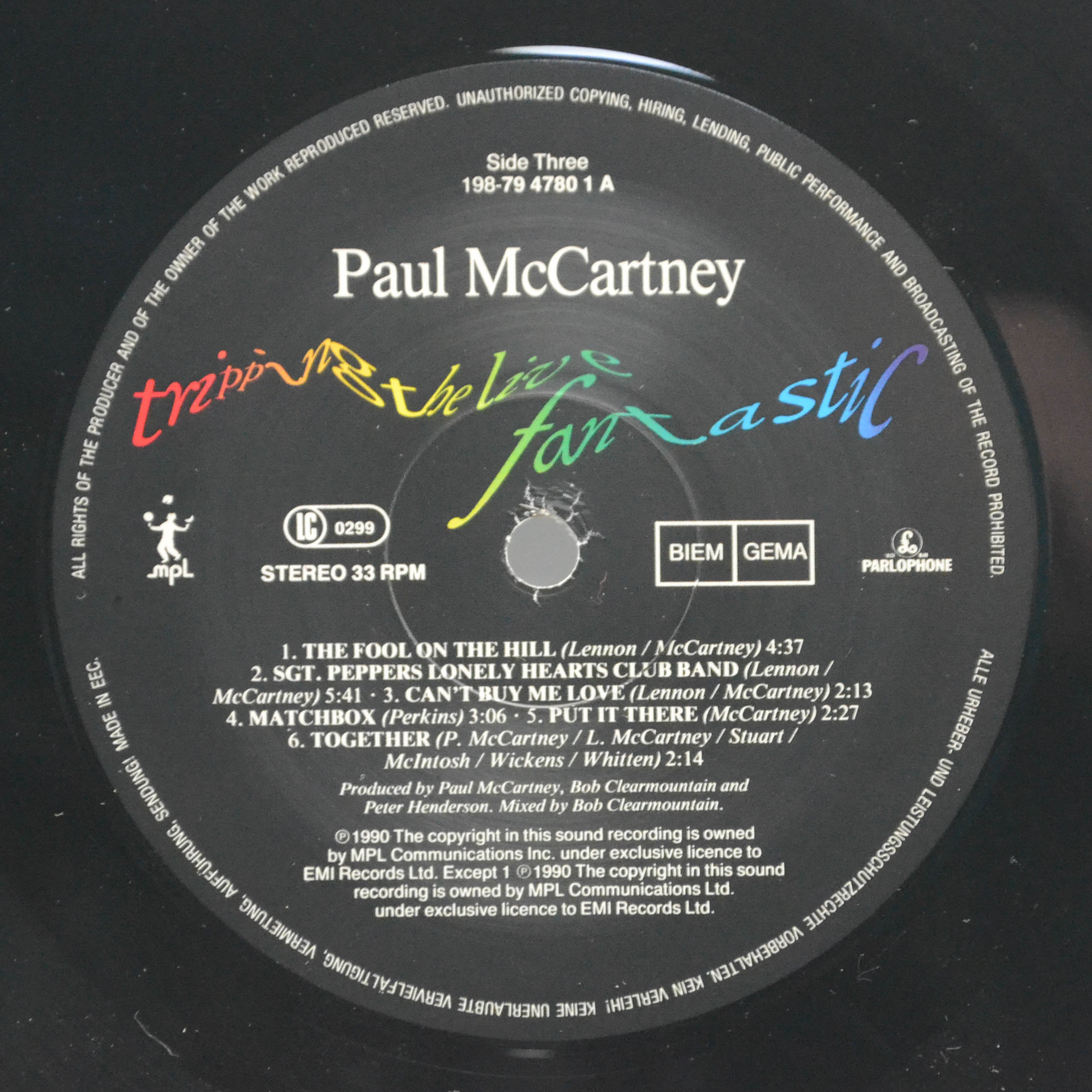 Paul McCartney — Tripping The Live Fantastic (3LP), 1990