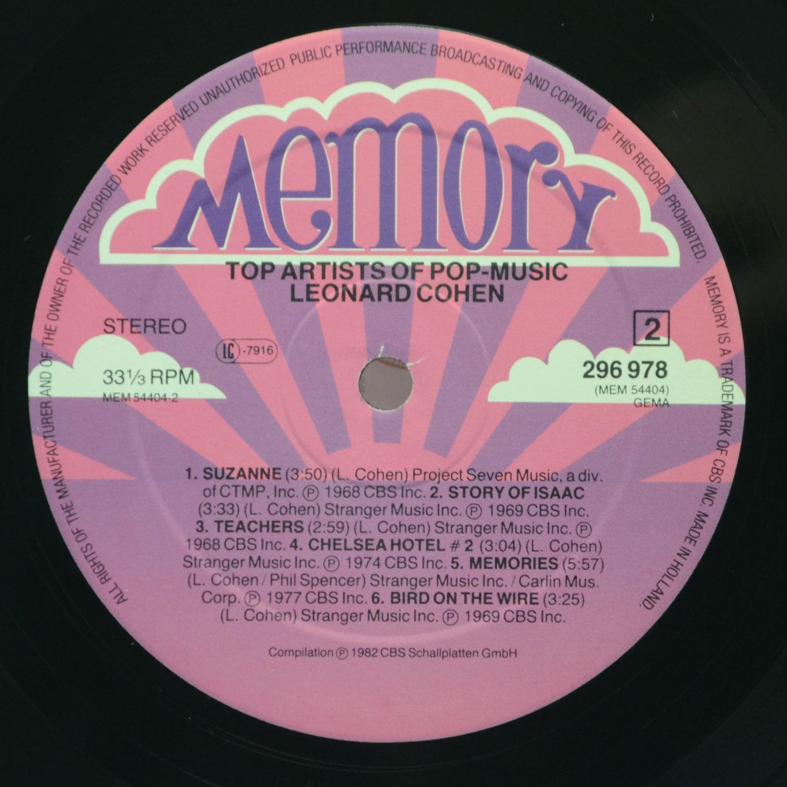 Leonard Cohen — Top Artists Of Pop Music, 1982