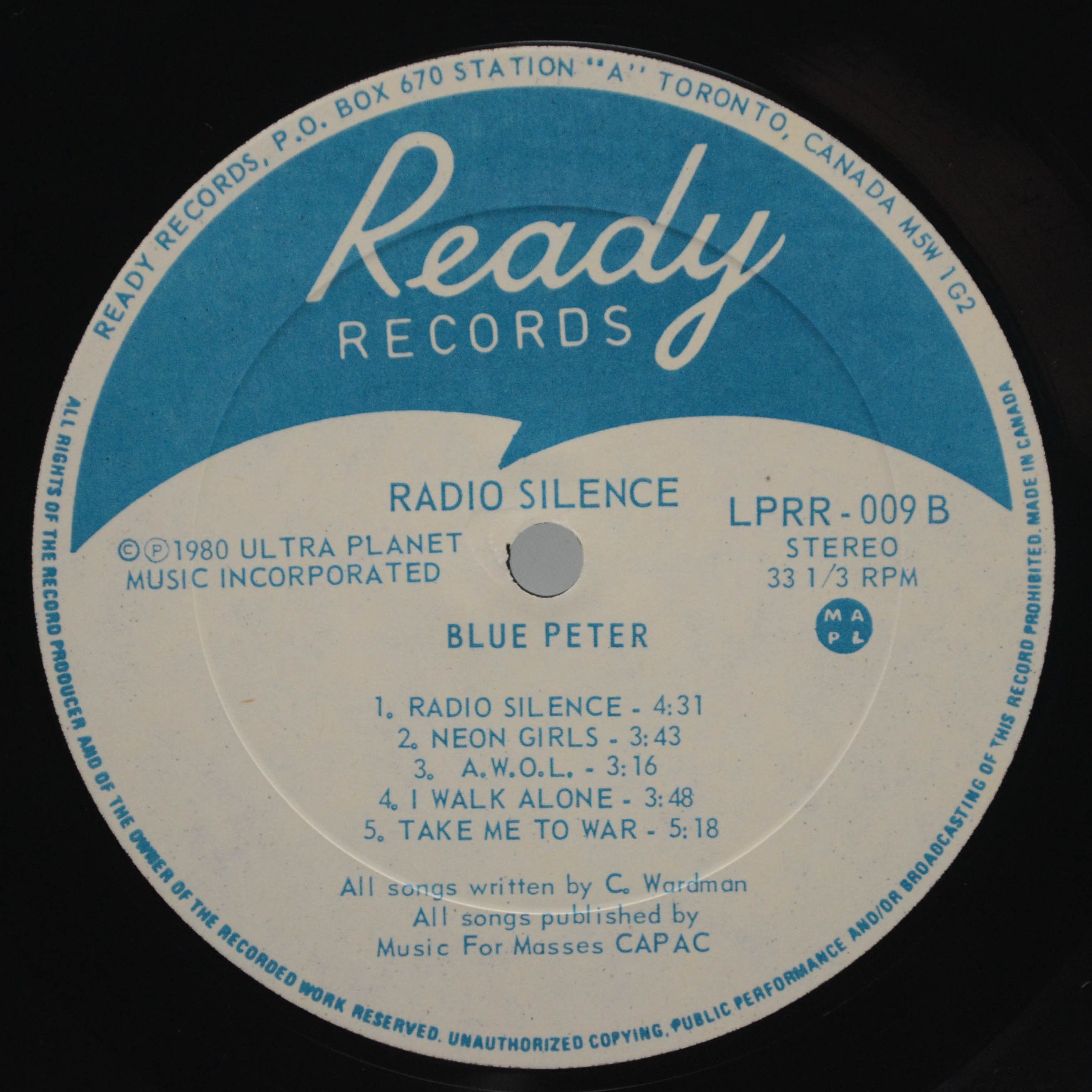 Виниловая пластинка Blue Peter — Radio Silence (1-st, Canada), 1980
