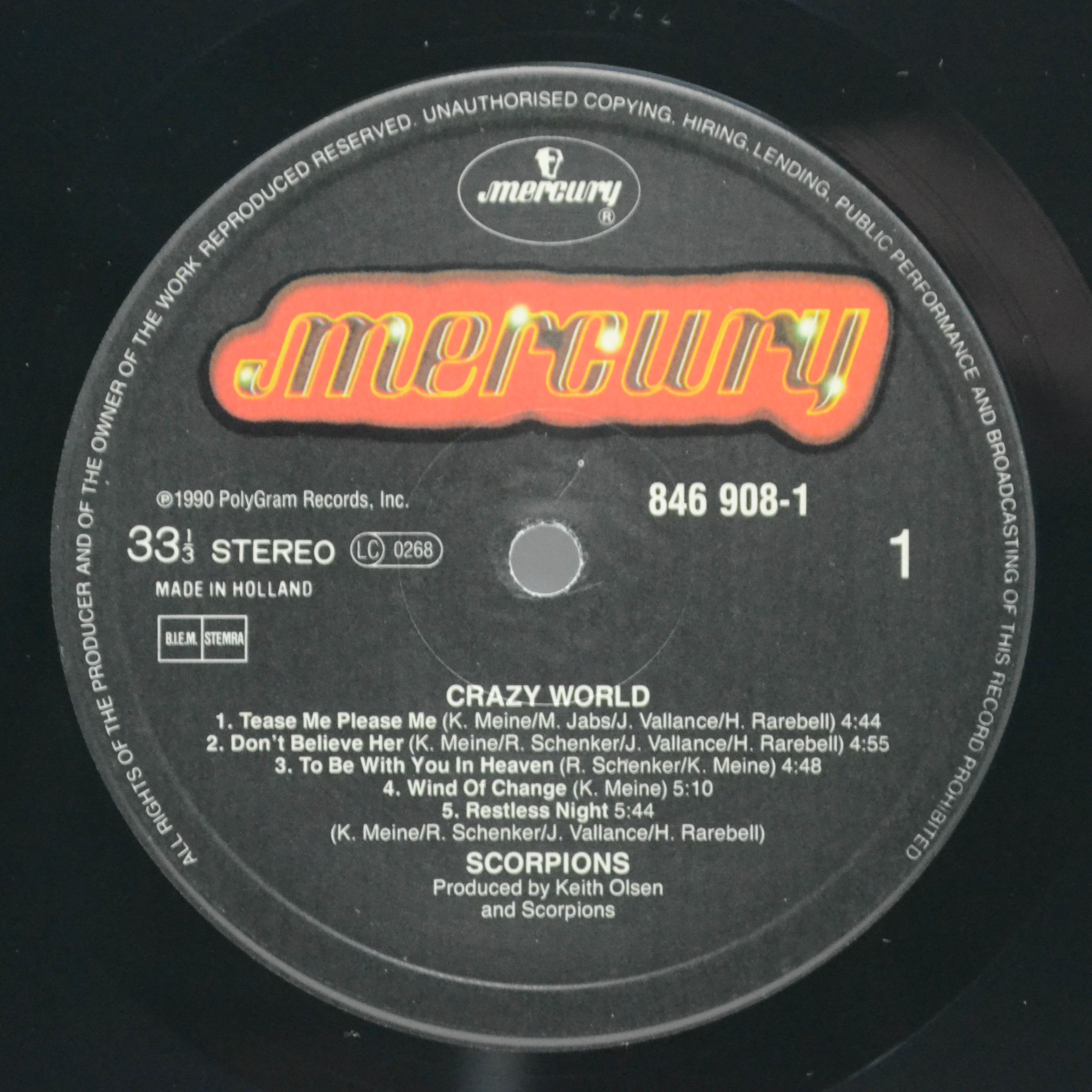Виниловая пластинка Scorpions — Crazy World, 1990