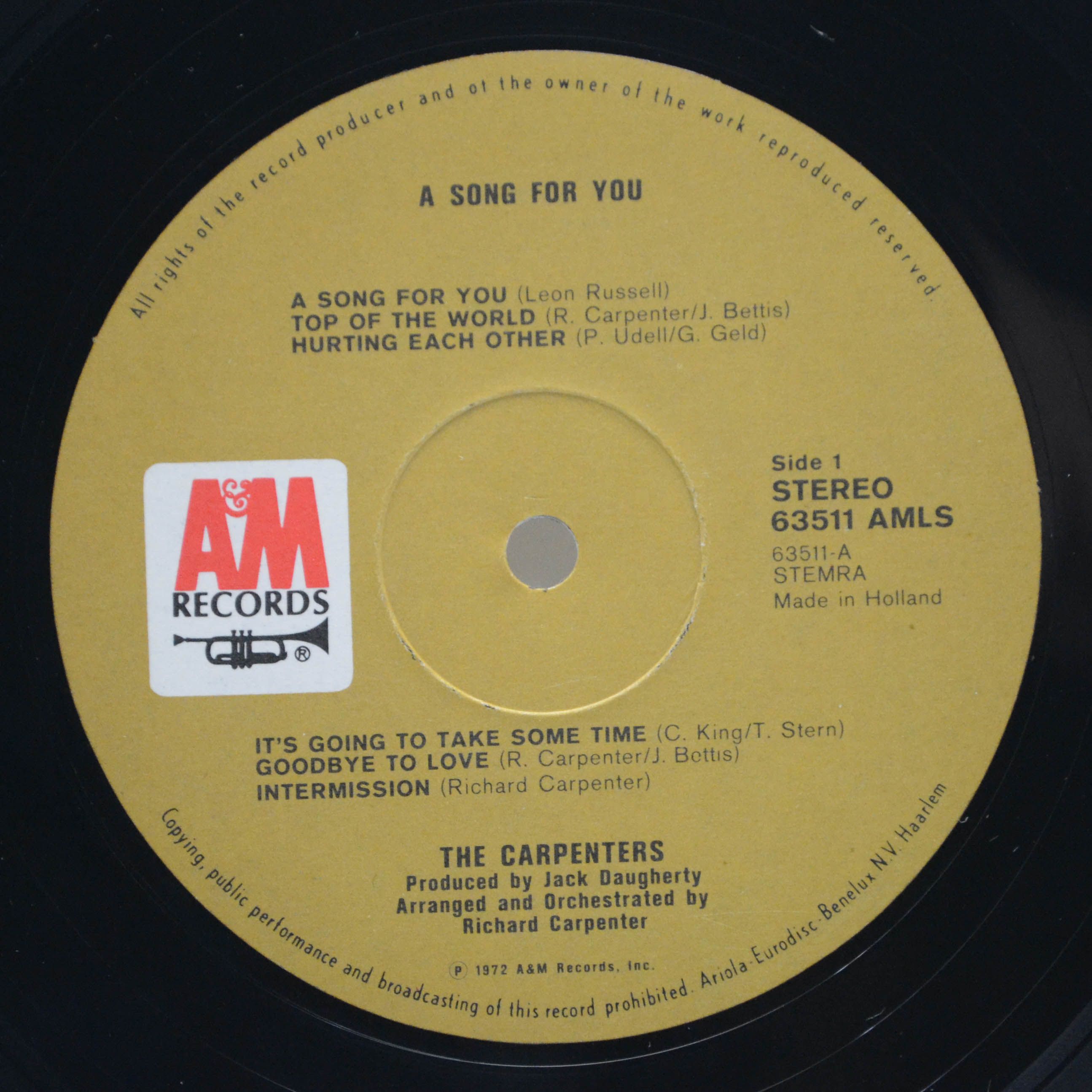 Виниловая пластинка Carpenters — A Song For You, 1972