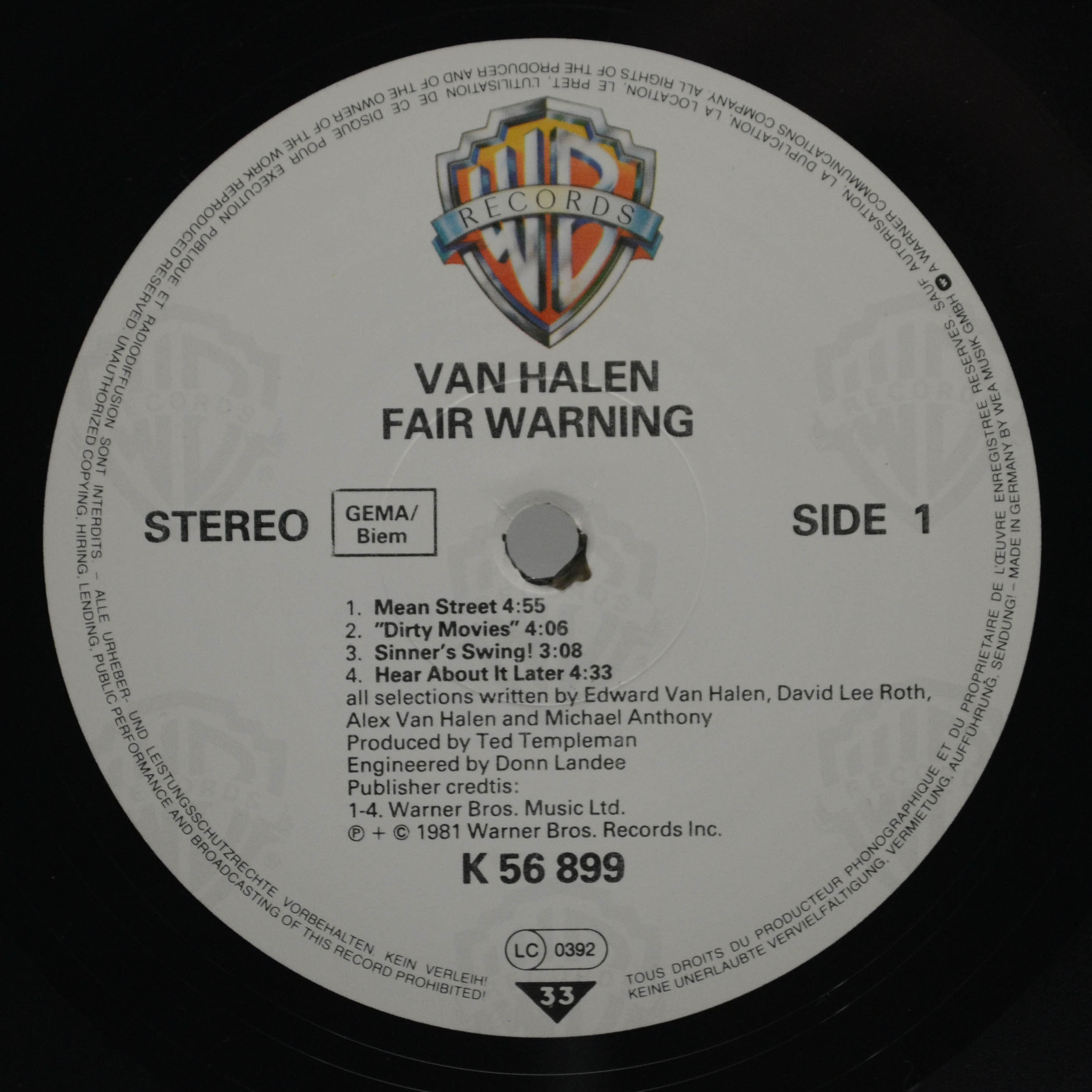 Van Halen — Fair Warning, 1981