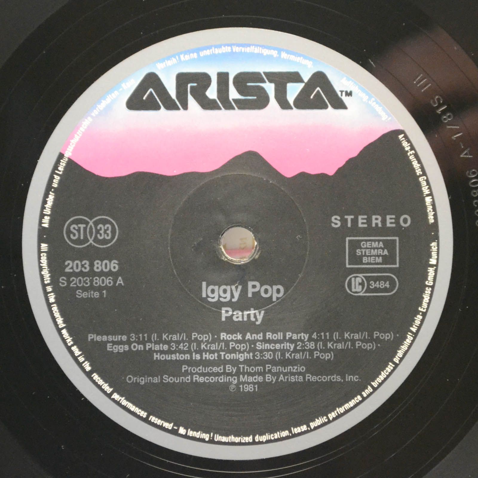 Виниловая пластинка Iggy Pop — Party, 1981