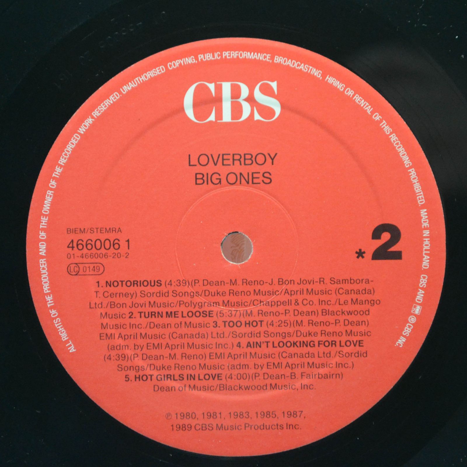 Виниловая пластинка Loverboy — Big Ones, 1989