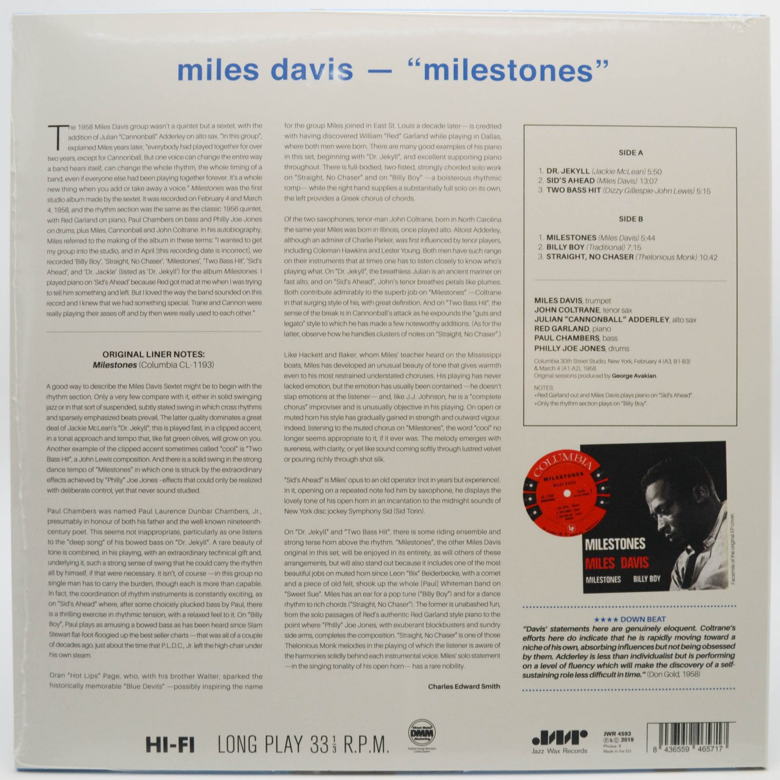 Виниловая пластинка Miles Davis — Milestones, 1958