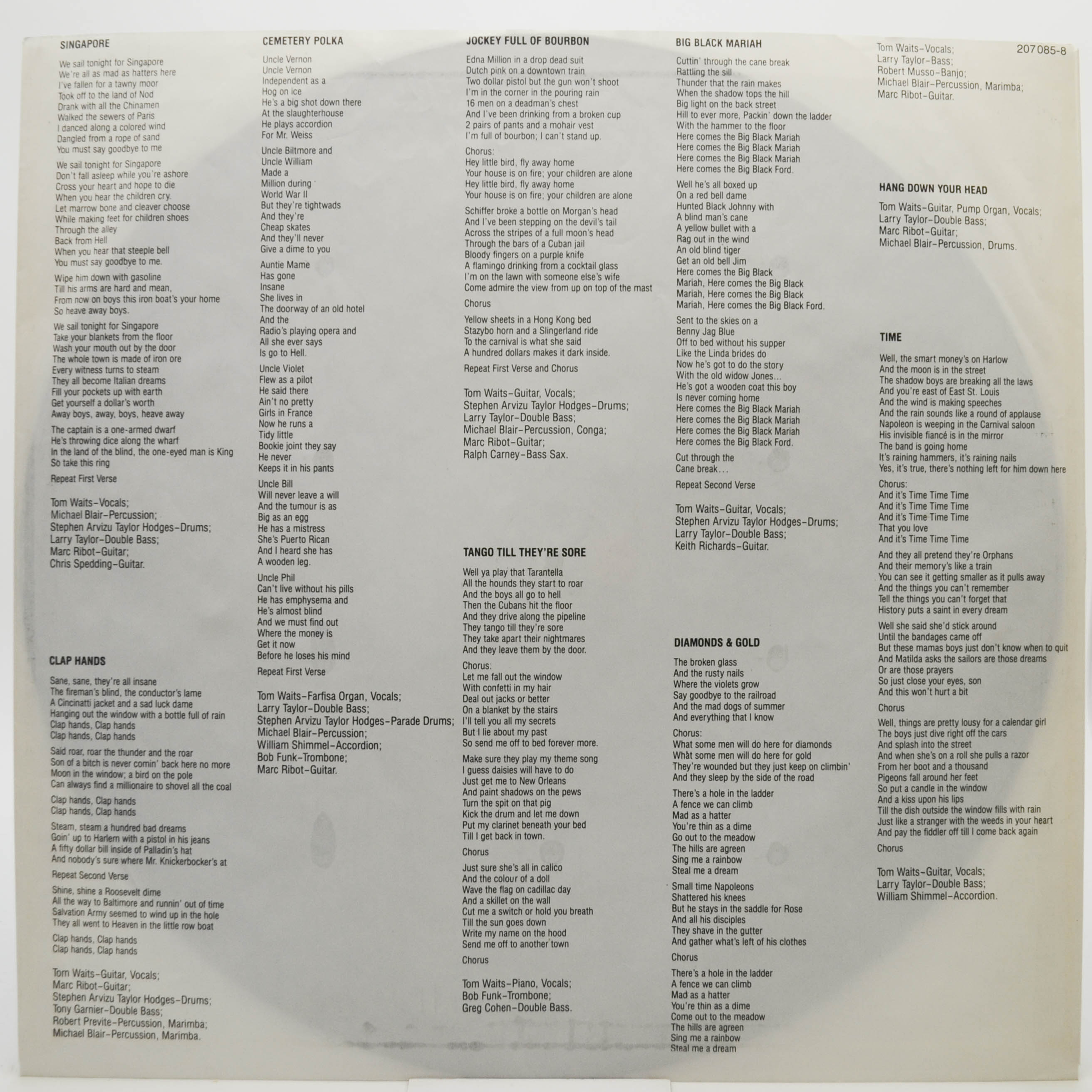 Tom Waits — Rain Dogs, 1985