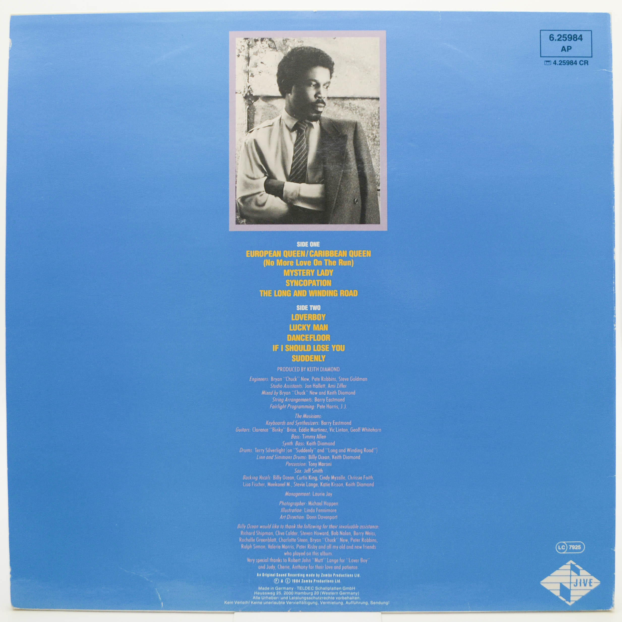 Виниловая пластинка Billy Ocean — Suddenly, 1984