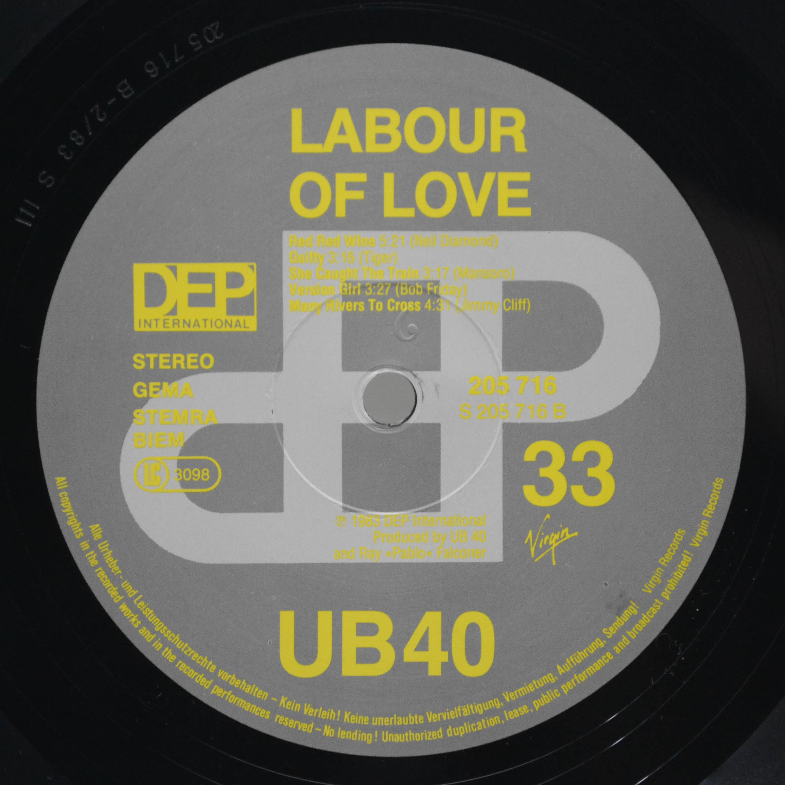 Виниловая пластинка UB40 — Labour Of Love, 1983