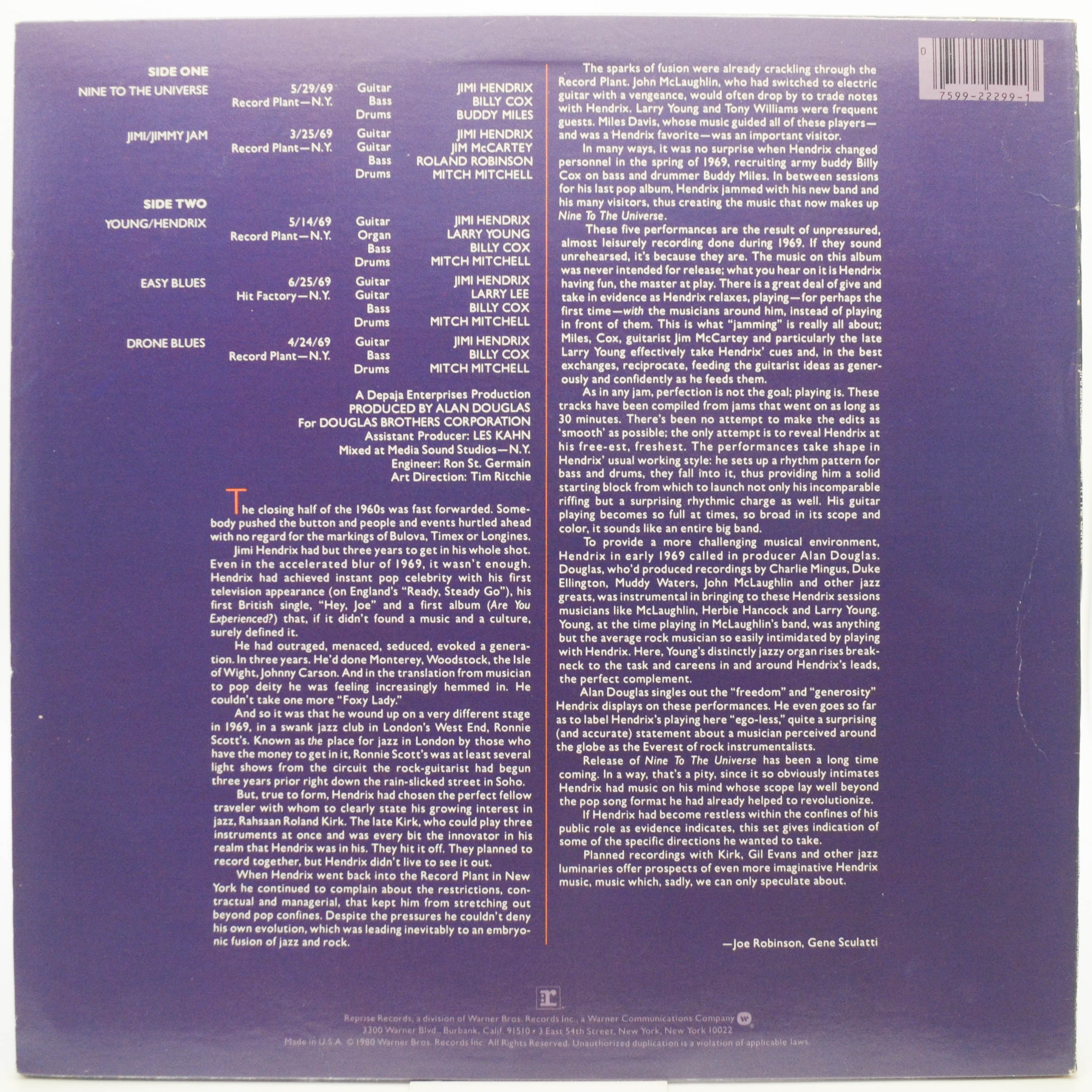 Jimi Hendrix — Nine To The Universe (USA), 1980