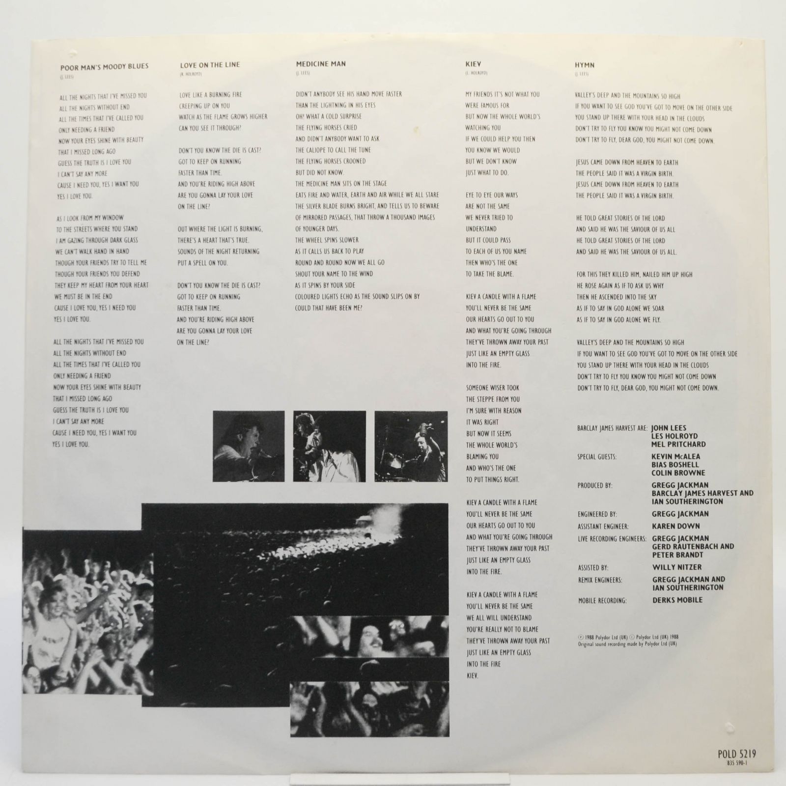 Виниловая пластинка Barclay James Harvest — Glasnost, 1988