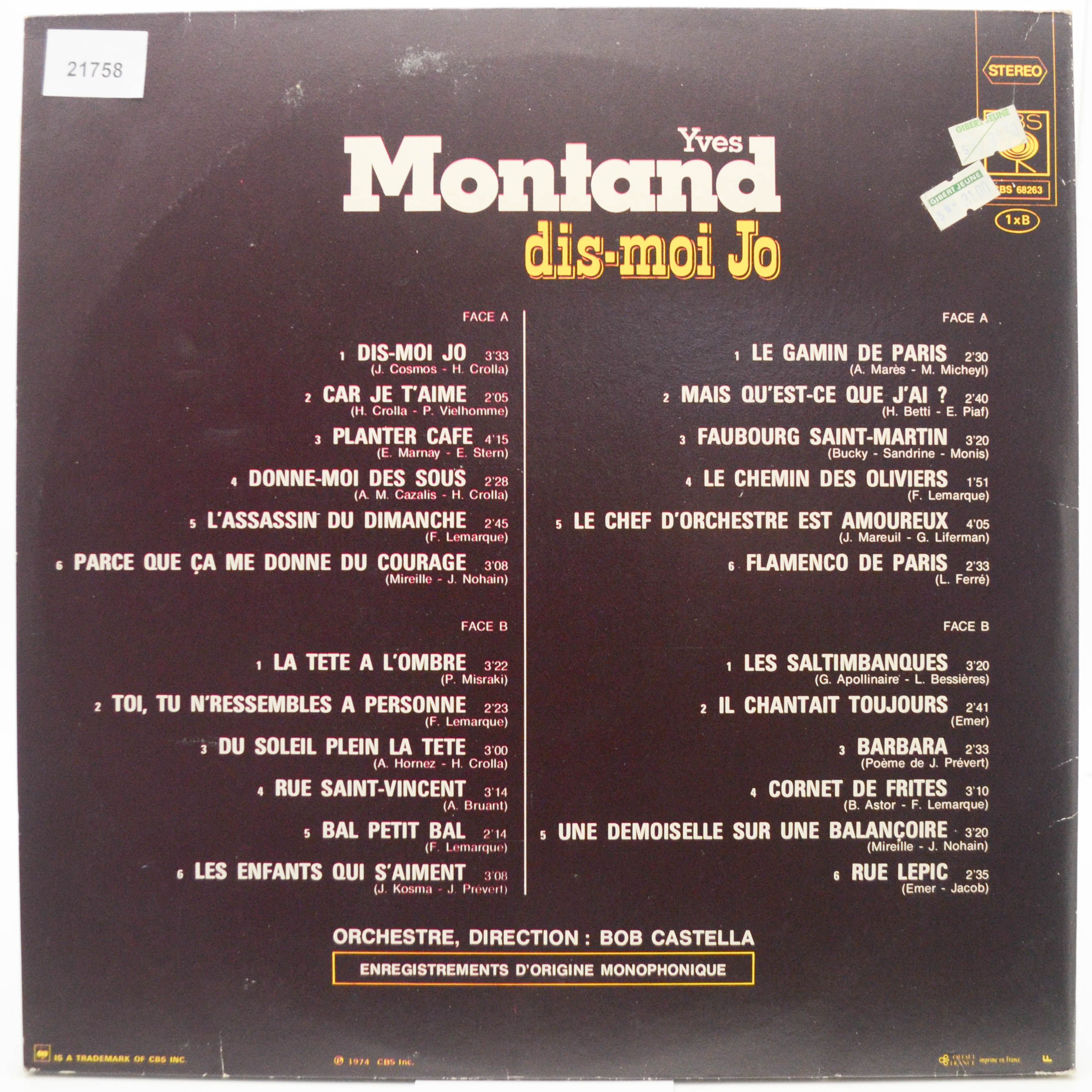 Yves Montand — Dis-Moi Jo (2LP, France), 1974