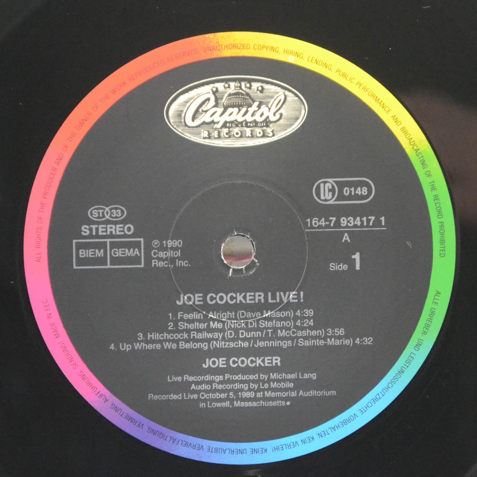 Joe Cocker — Joe Cocker Live (2LP), 1990