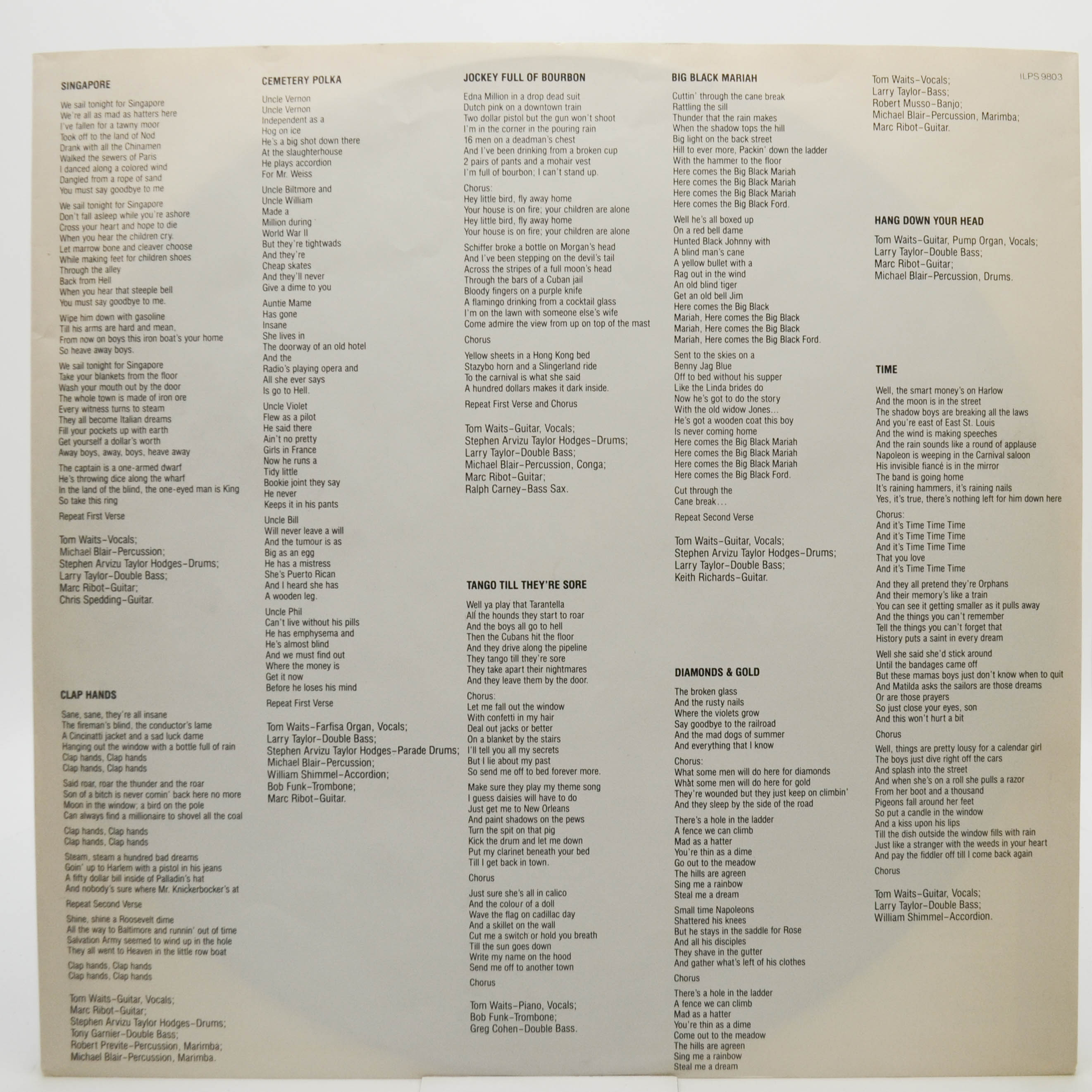 Tom Waits — Rain Dogs, 1985