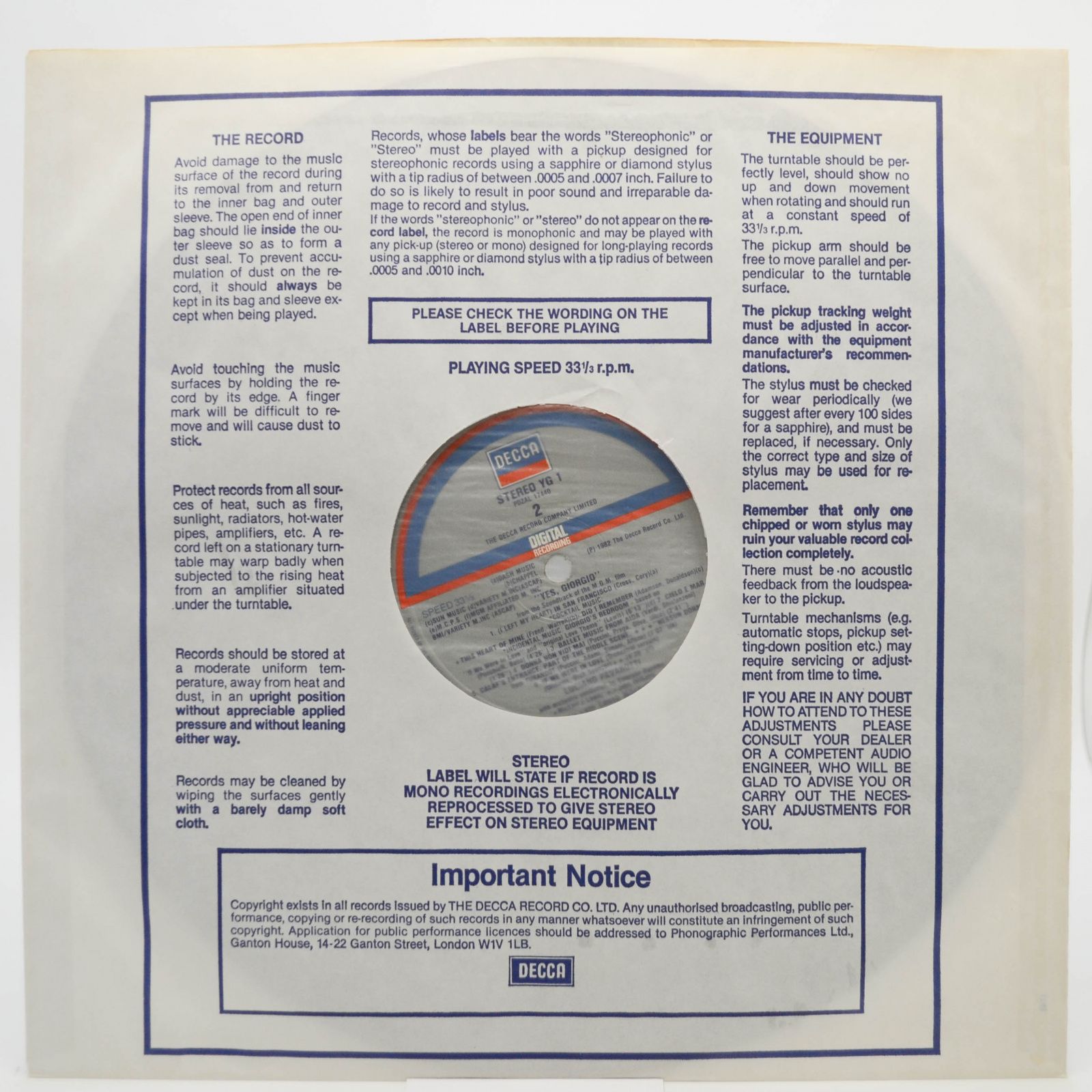 Luciano Pavarotti — Yes, Giorgio, 1982