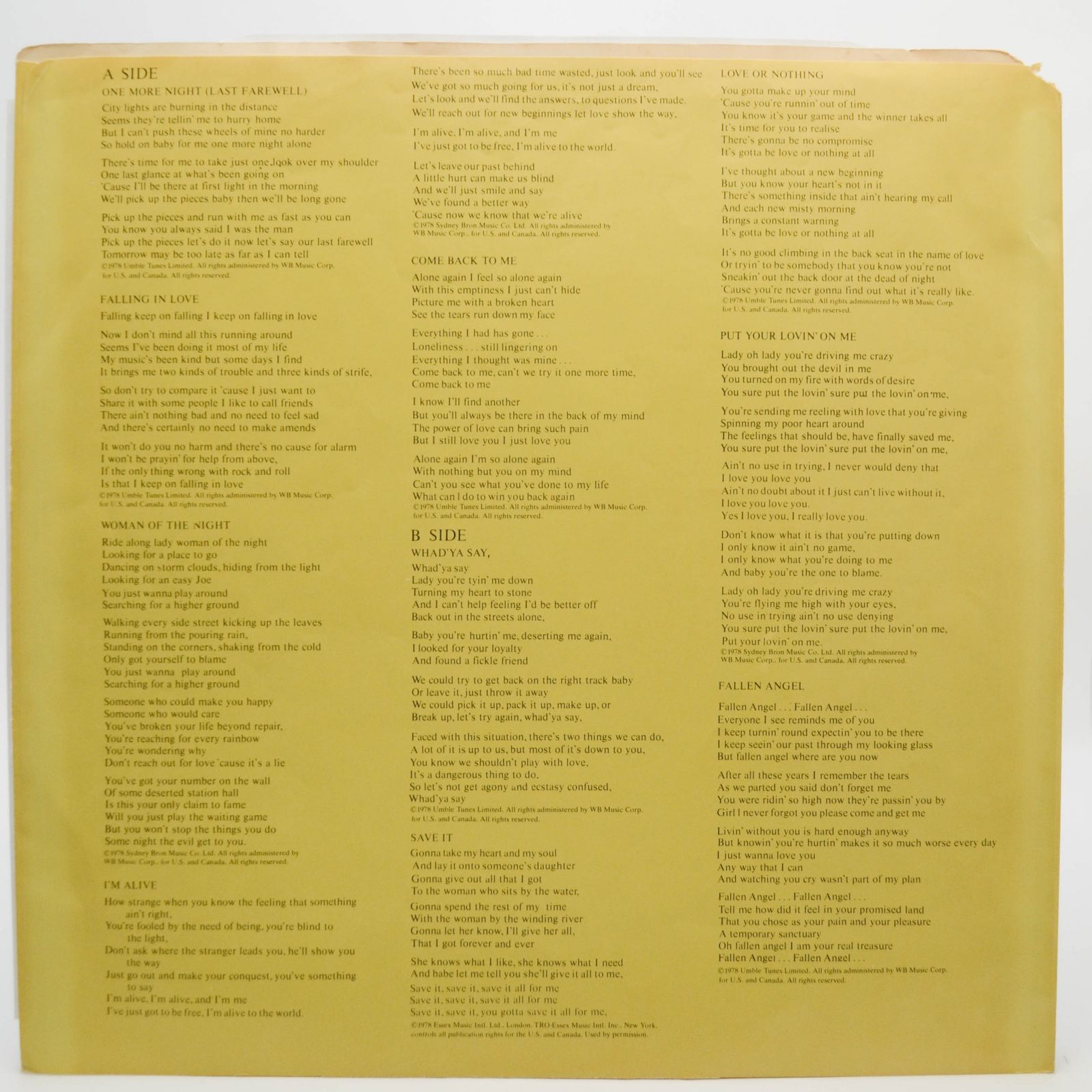 Uriah Heep — Fallen Angel (USA), 1978