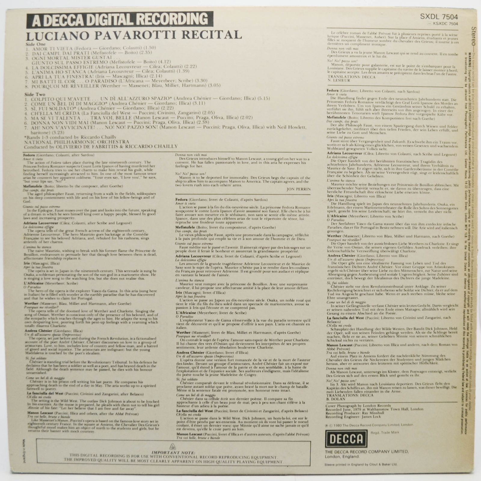 Luciano Pavarotti — Luciano Pavarotti Recital (UK), 1980