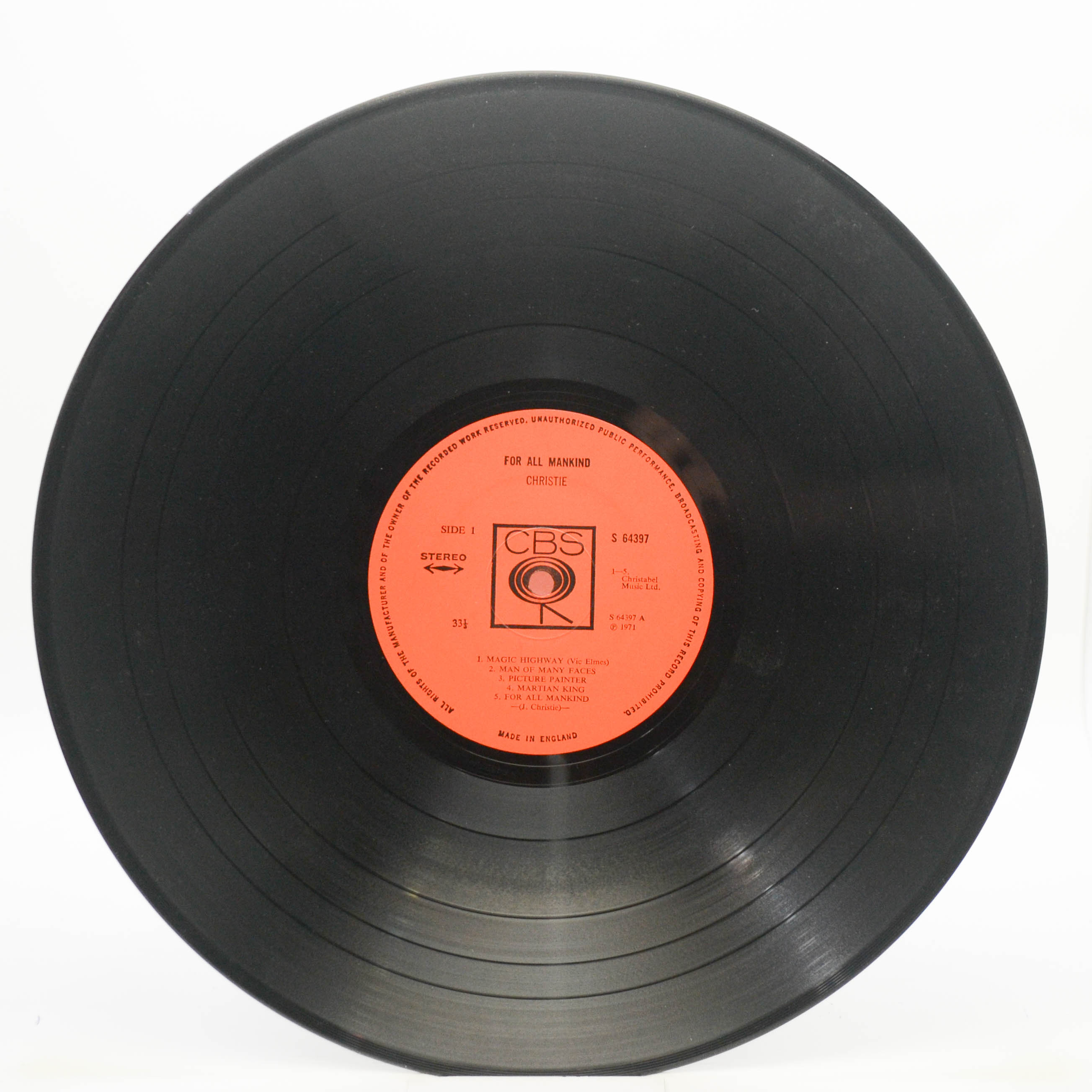 Виниловая пластинка Christie — For All Mankind (1-st, UK), 1971