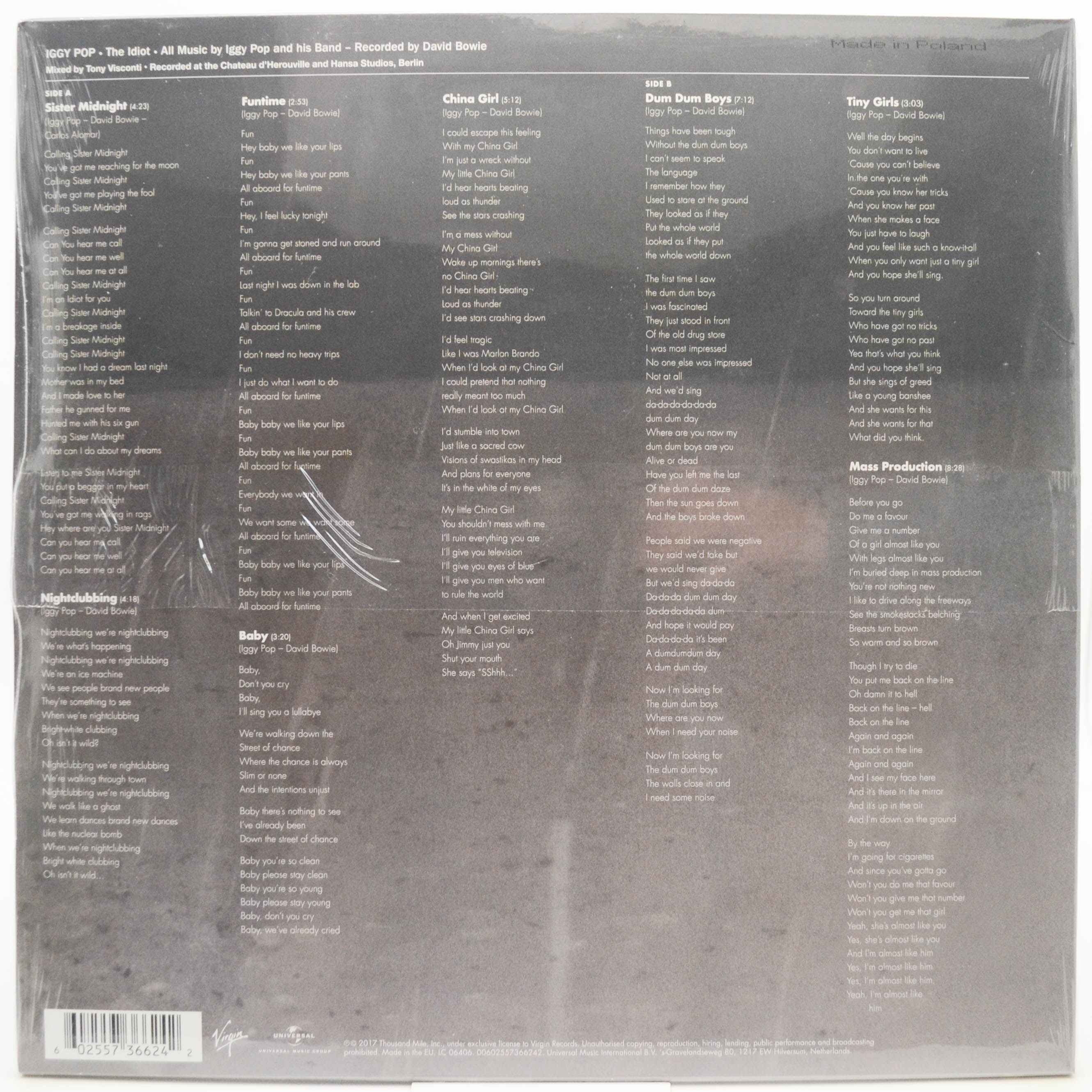 Виниловая пластинка Iggy Pop — The Idiot, 1977