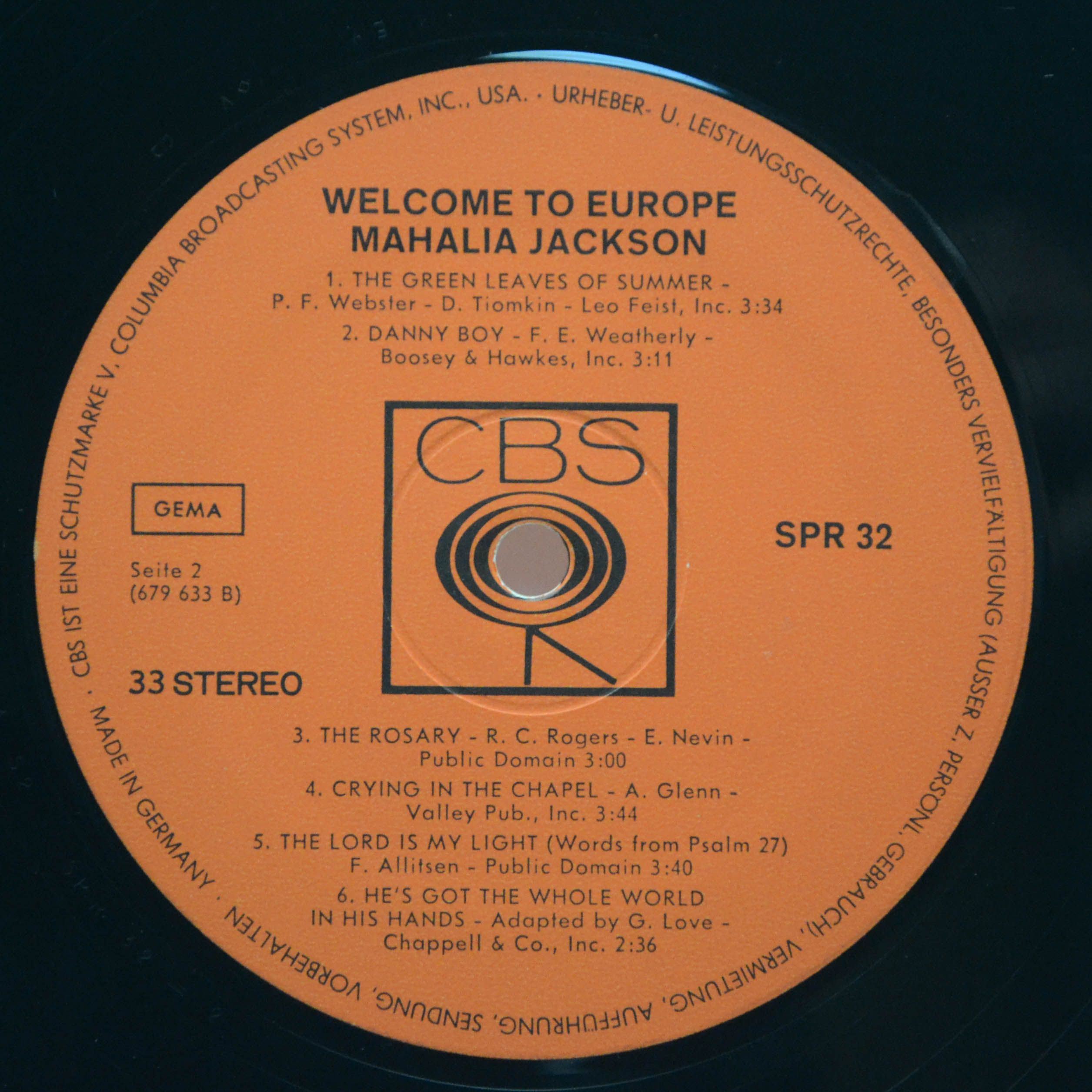 Виниловая пластинка Mahalia Jackson — Welcome To Europe, 1969
