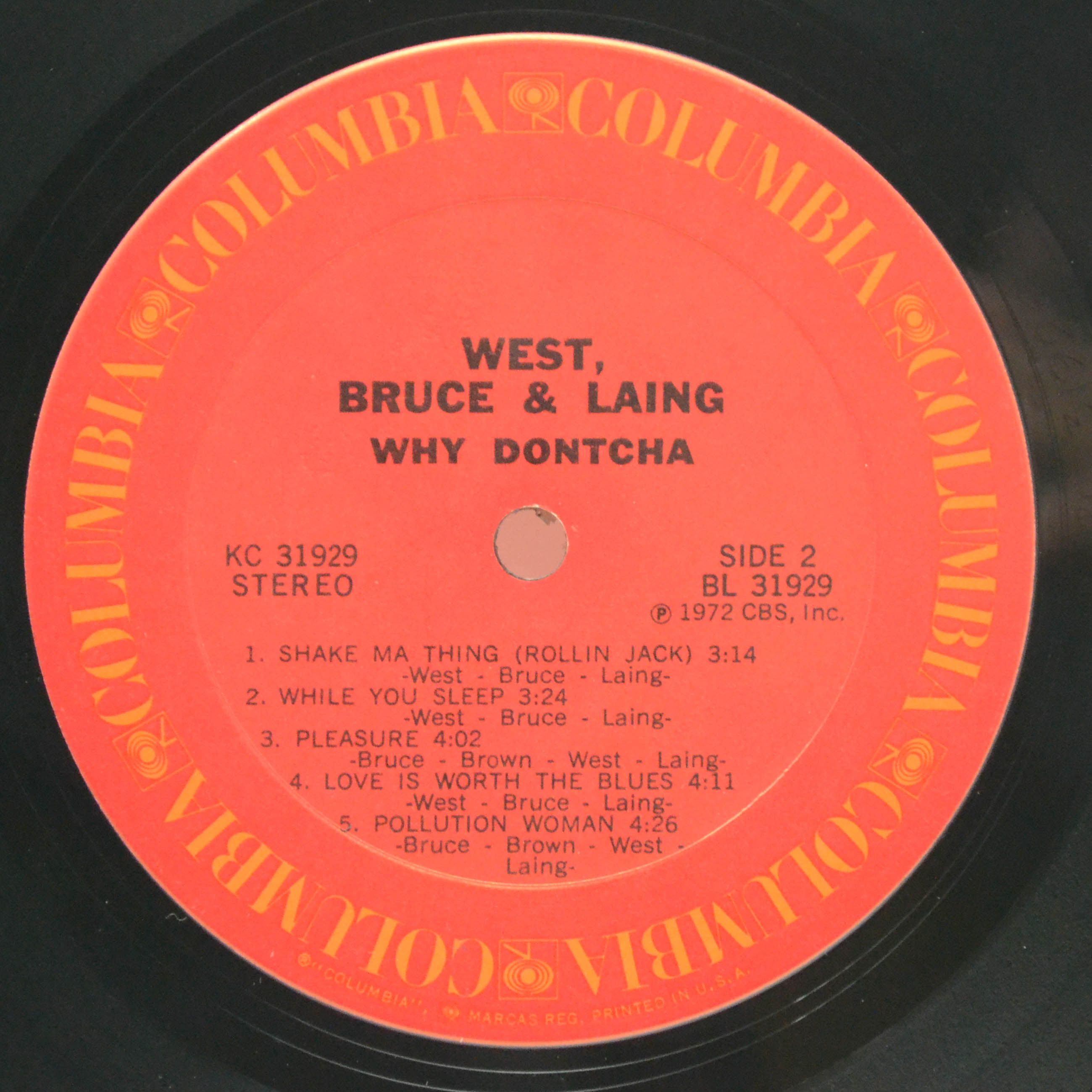 Виниловая пластинка West, Bruce & Laing — Why Dontcha (USA), 1972