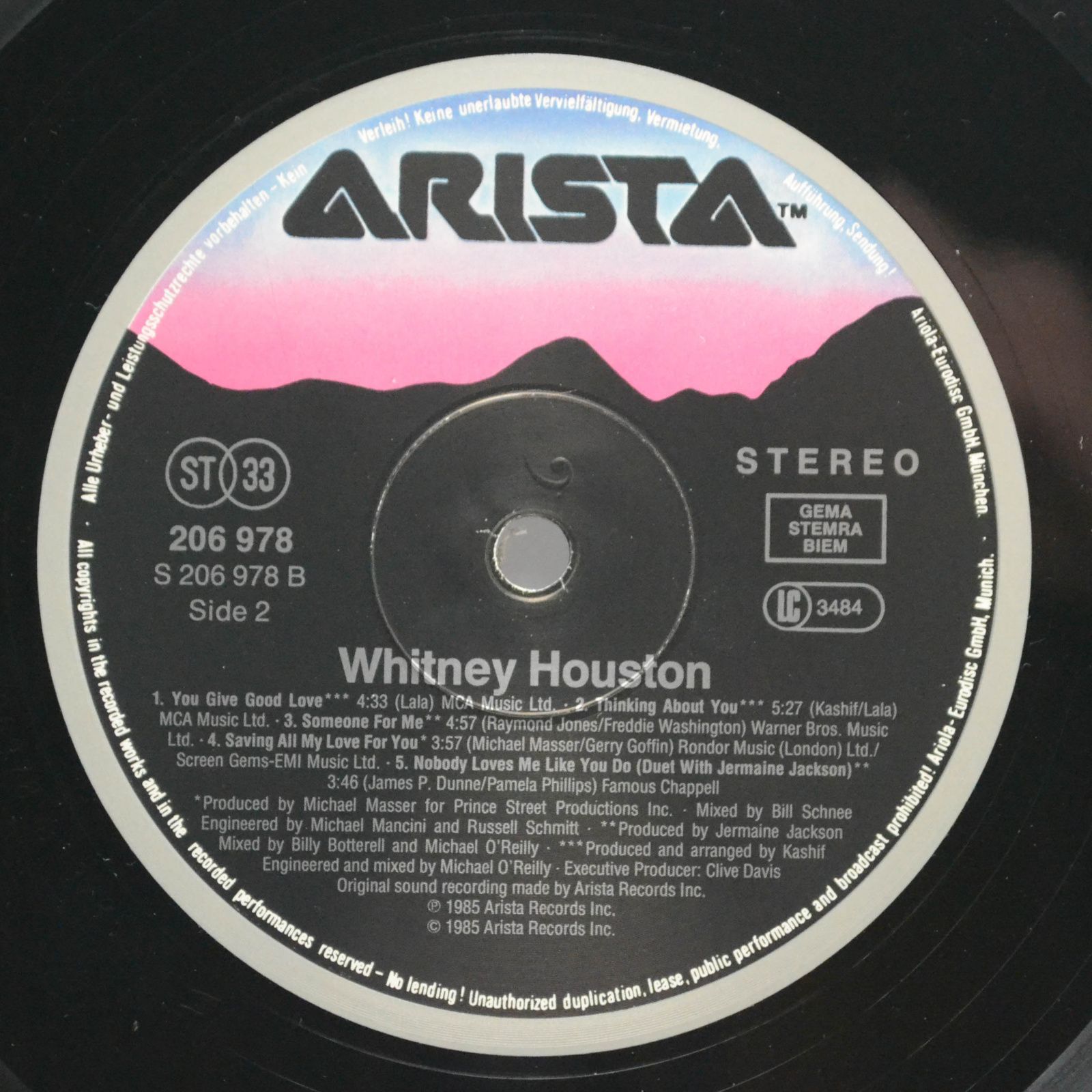 Виниловая пластинка Whitney Houston — Whitney Houston, 1985