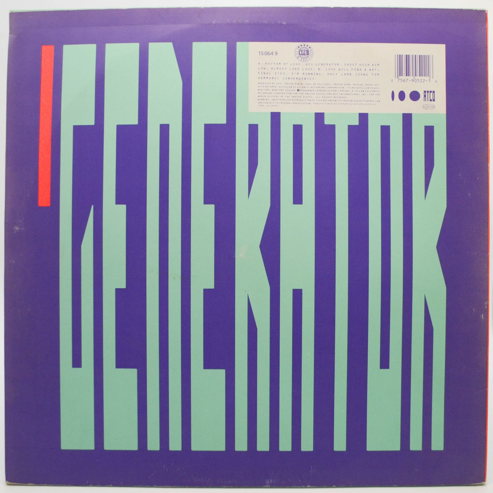 Виниловая пластинка Yes — Big Generator, 1987