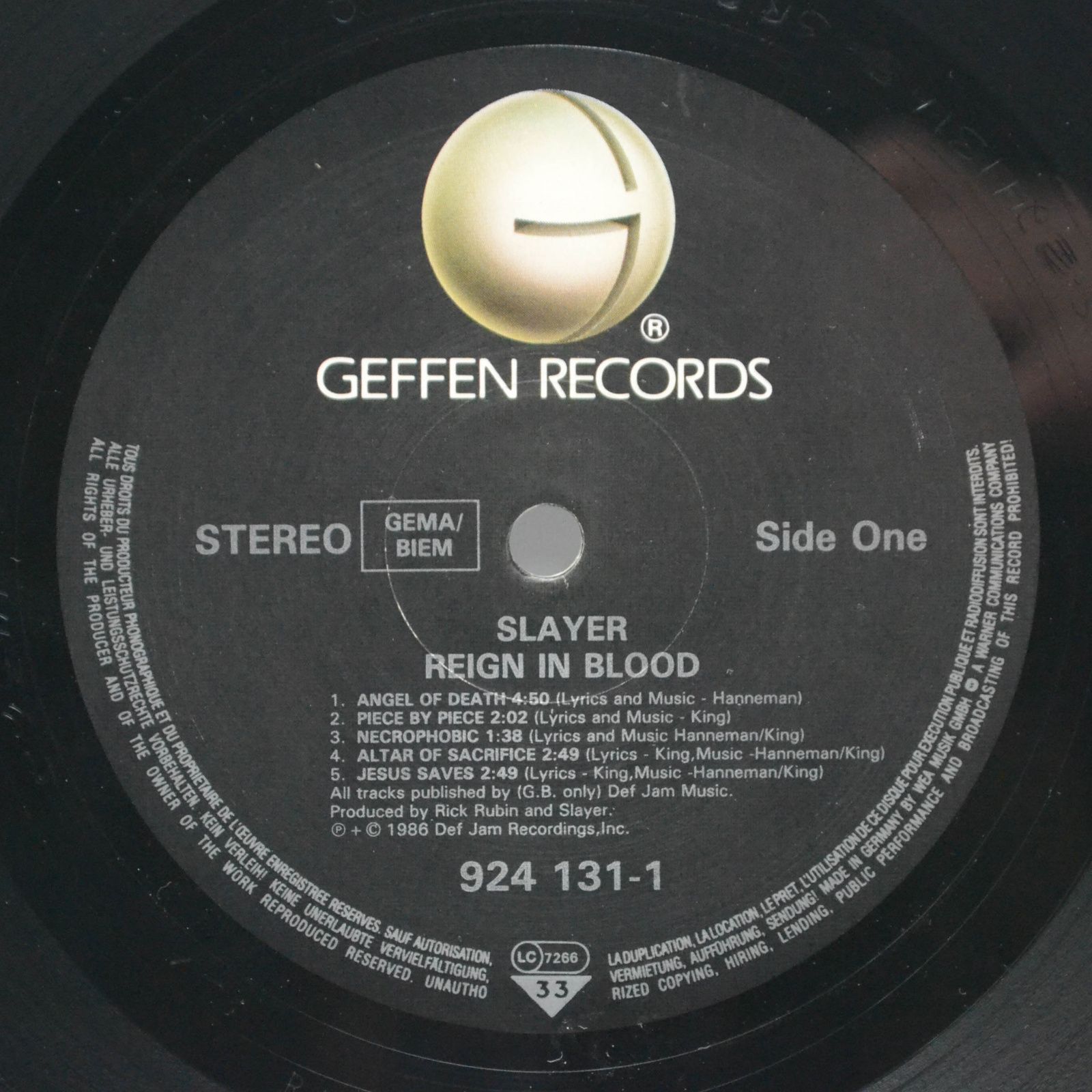 Slayer — Reign In Blood, 1986