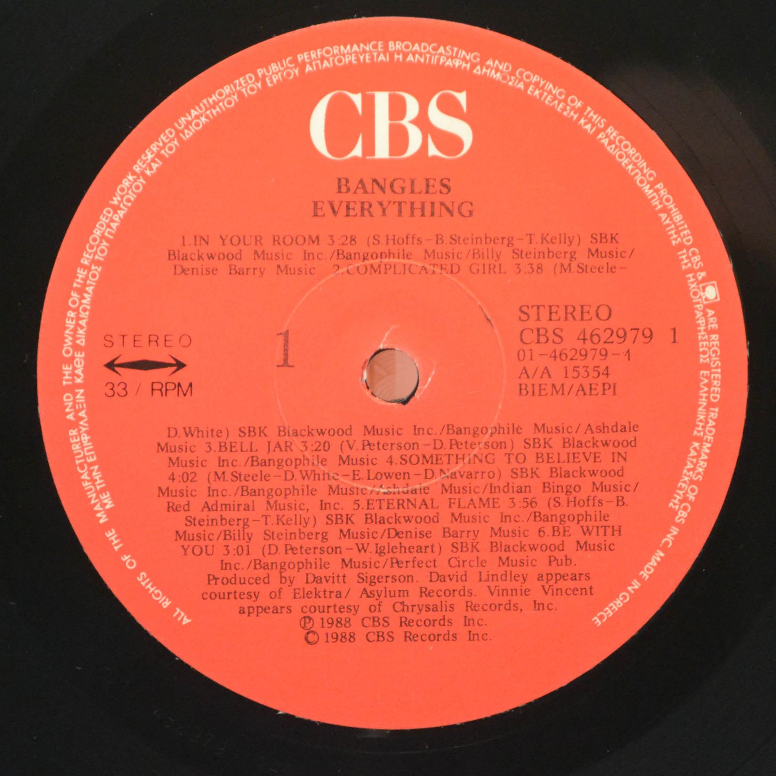 Виниловая пластинка Bangles — Everything, 1988