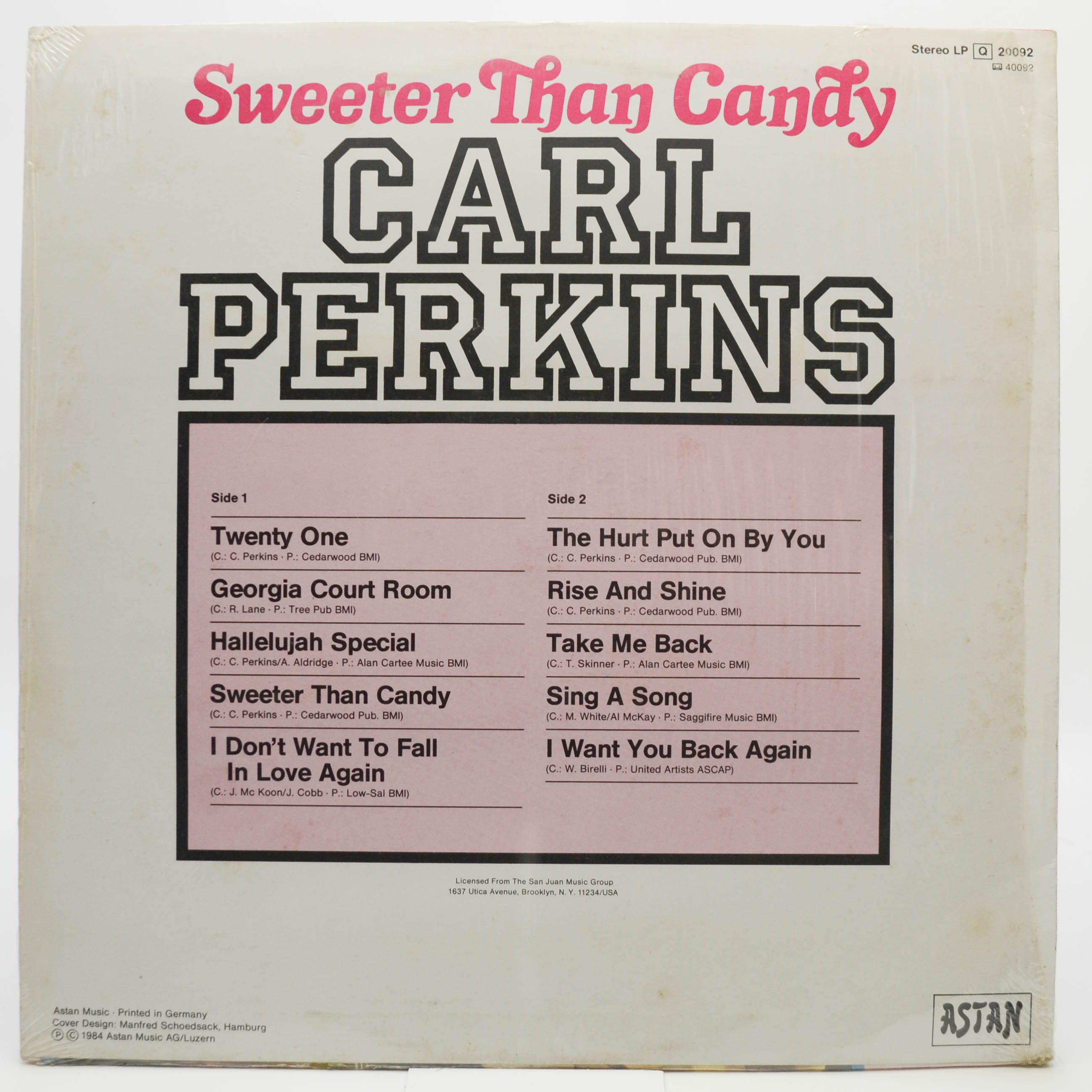 Виниловая пластинка Carl Perkins — Sweeter Than Candy, 1984