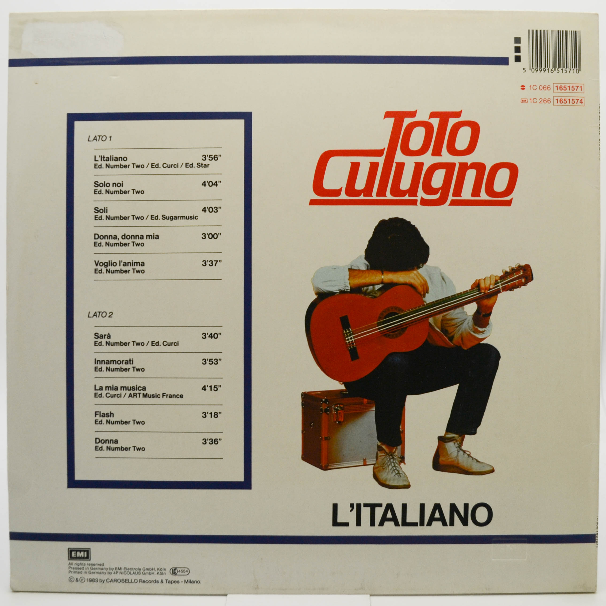 Виниловая пластинка Toto Cutugno — L'Italiano, 1983