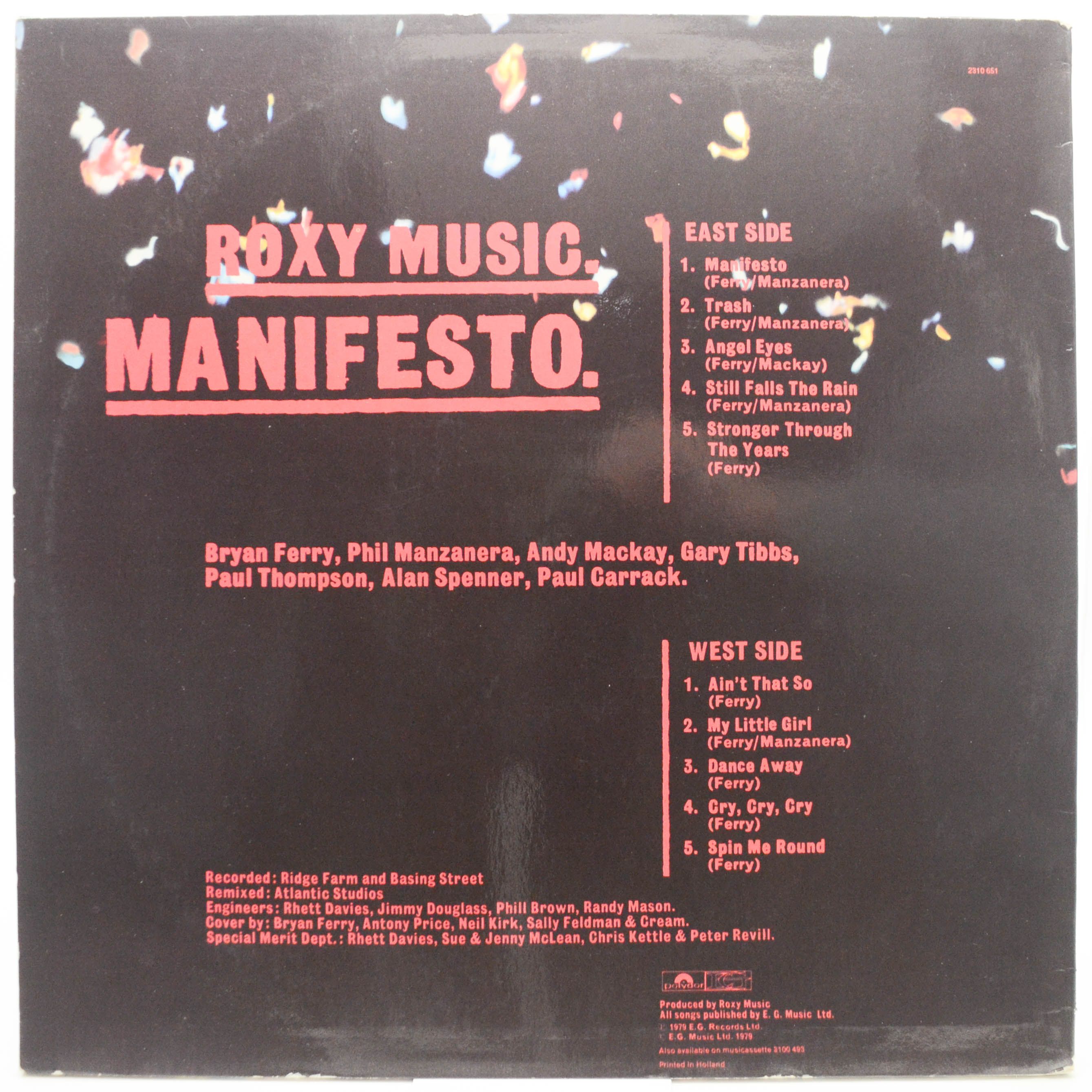 Виниловая пластинка Roxy Music — Manifesto, 1979