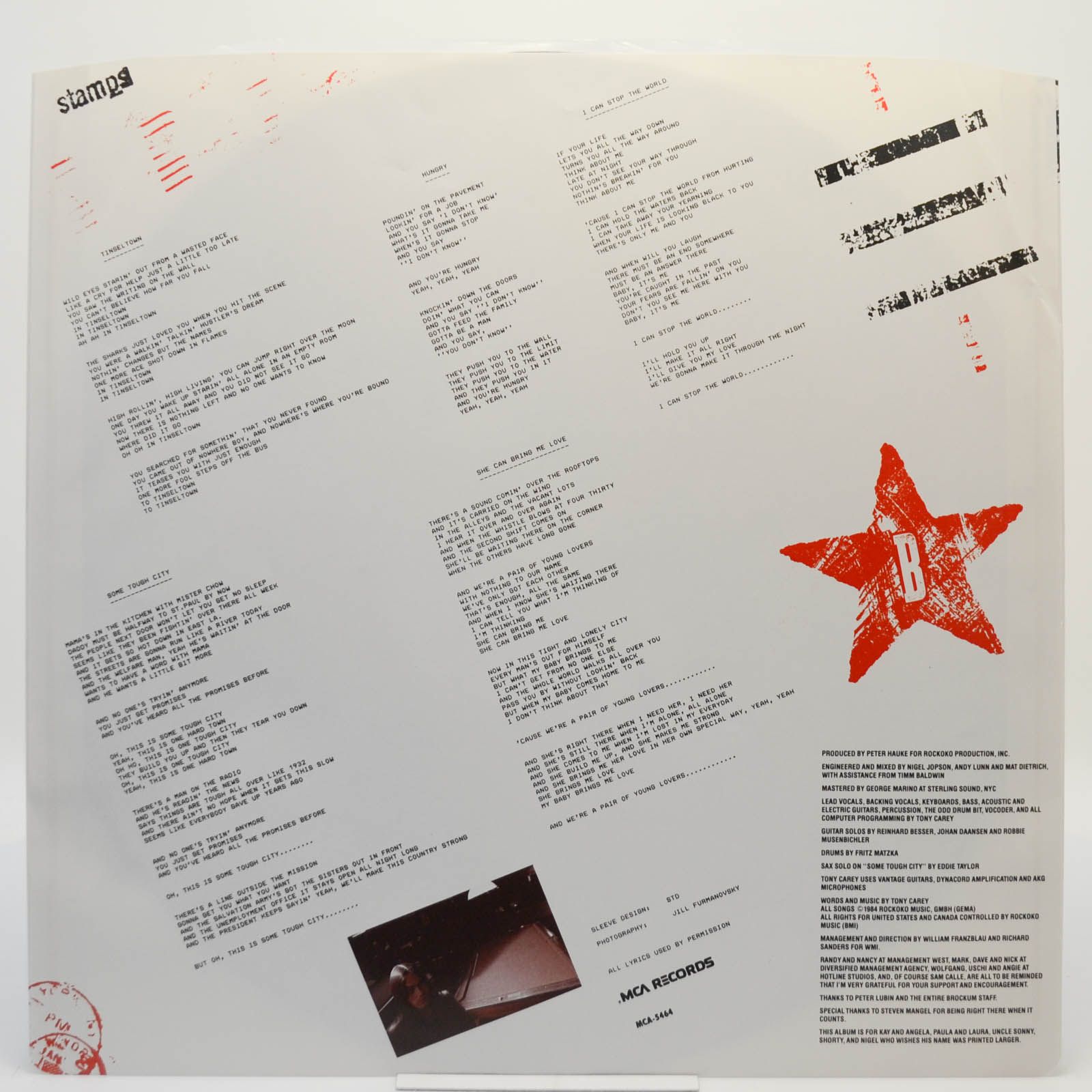 Виниловая пластинка Tony Carey — Some Tough City (USA), 1984