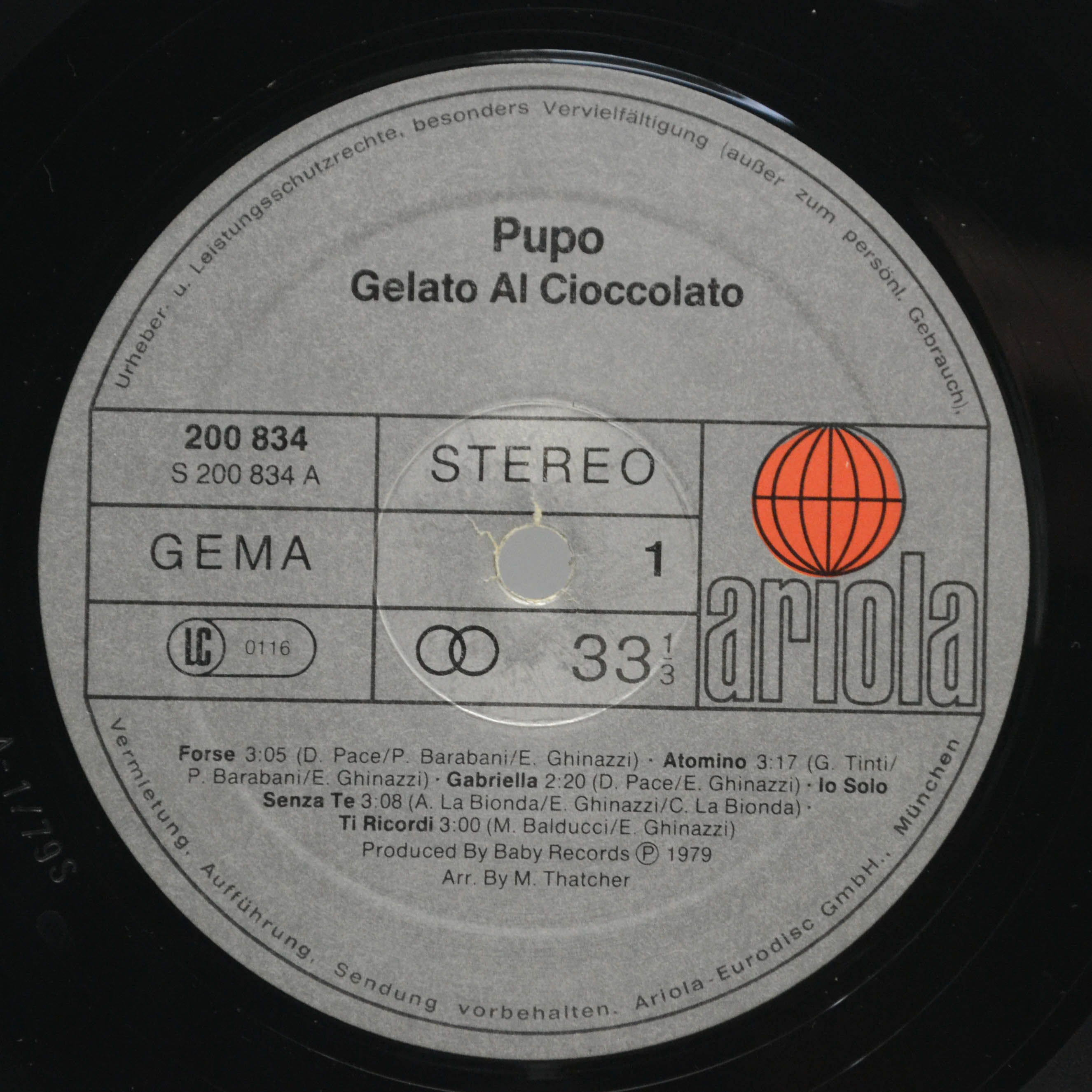 Pupo — Gelato Al Cioccolato, 1979