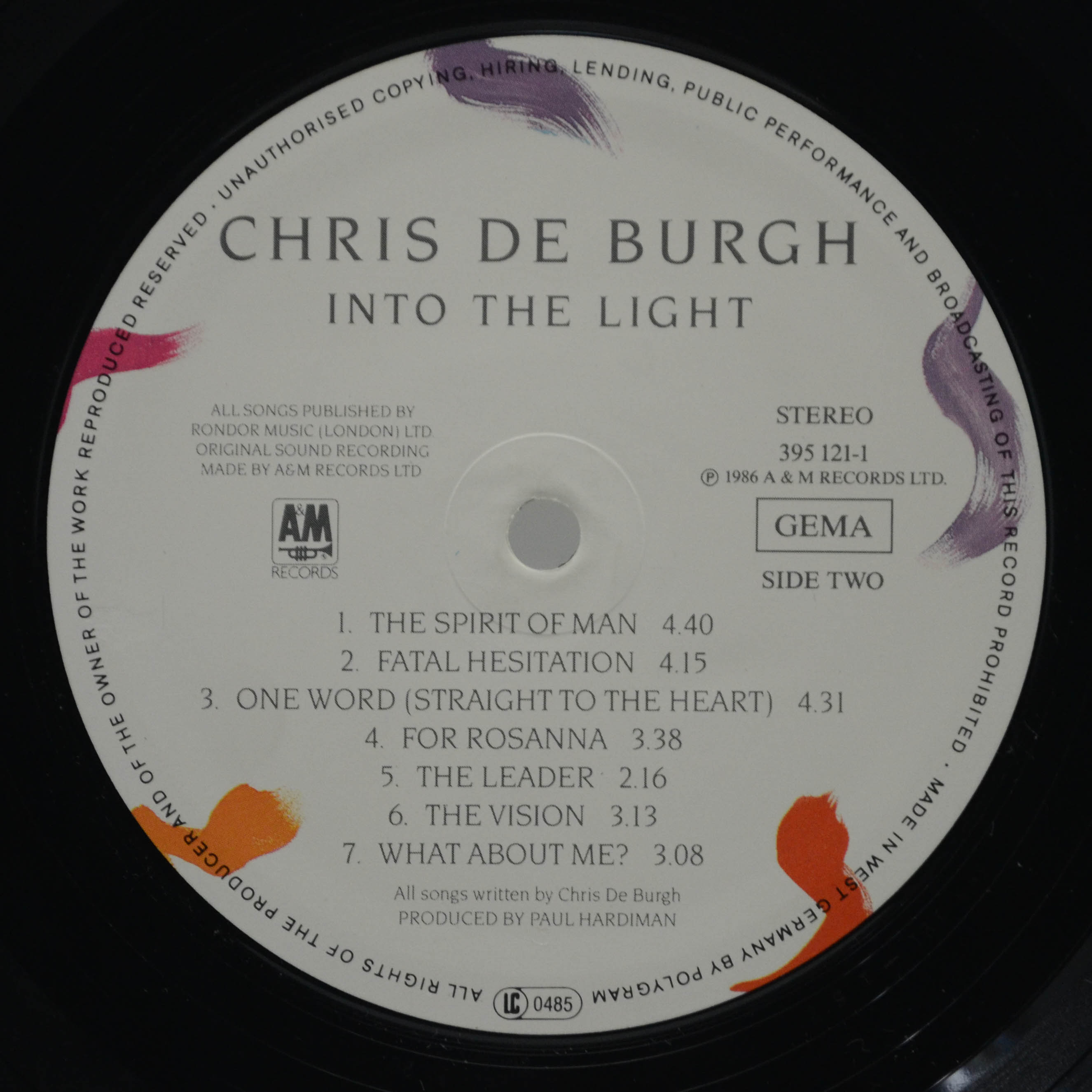 Виниловая пластинка Chris de Burgh — Into The Light, 1986