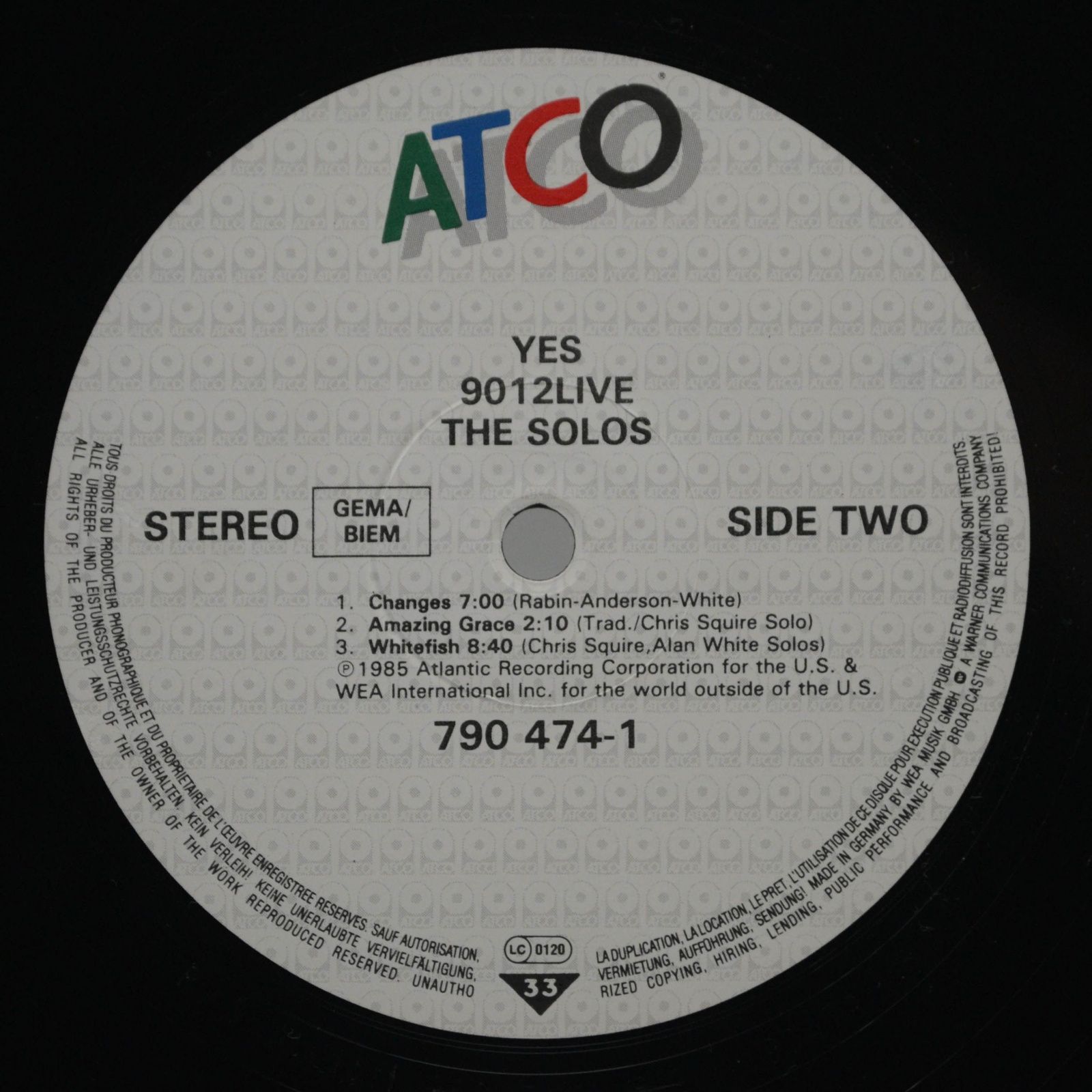 Виниловая пластинка Yes — 9012Live • The Solos, 1985