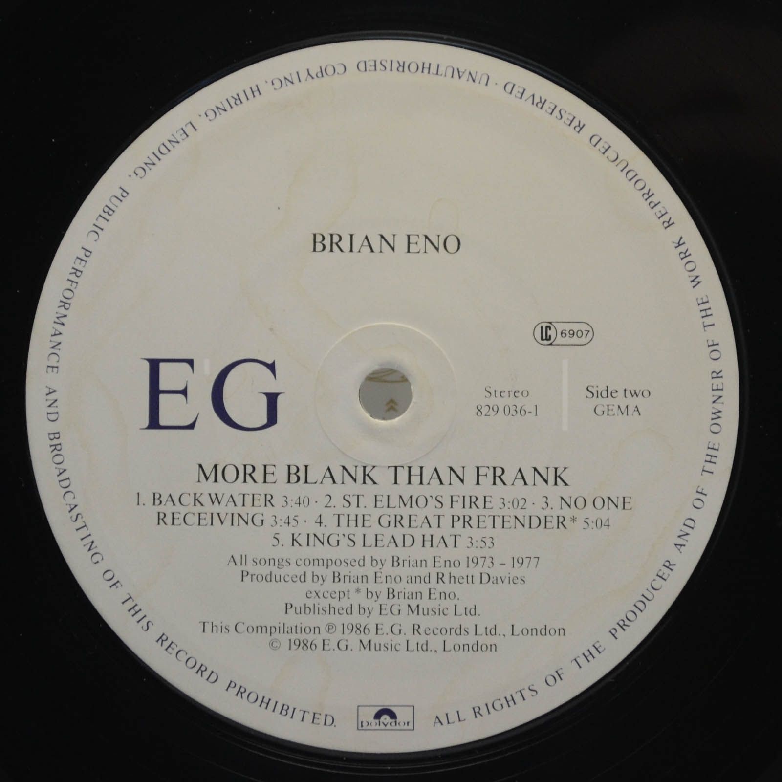 Виниловая пластинка Eno — More Blank Than Frank, 1986