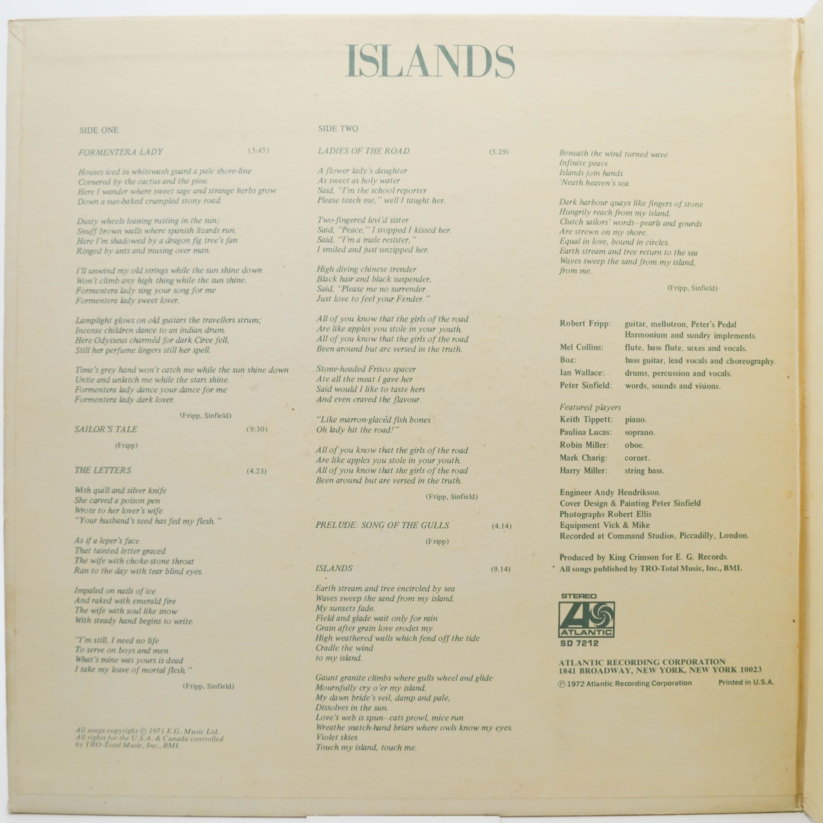 King Crimson — Islands (USA), 1972