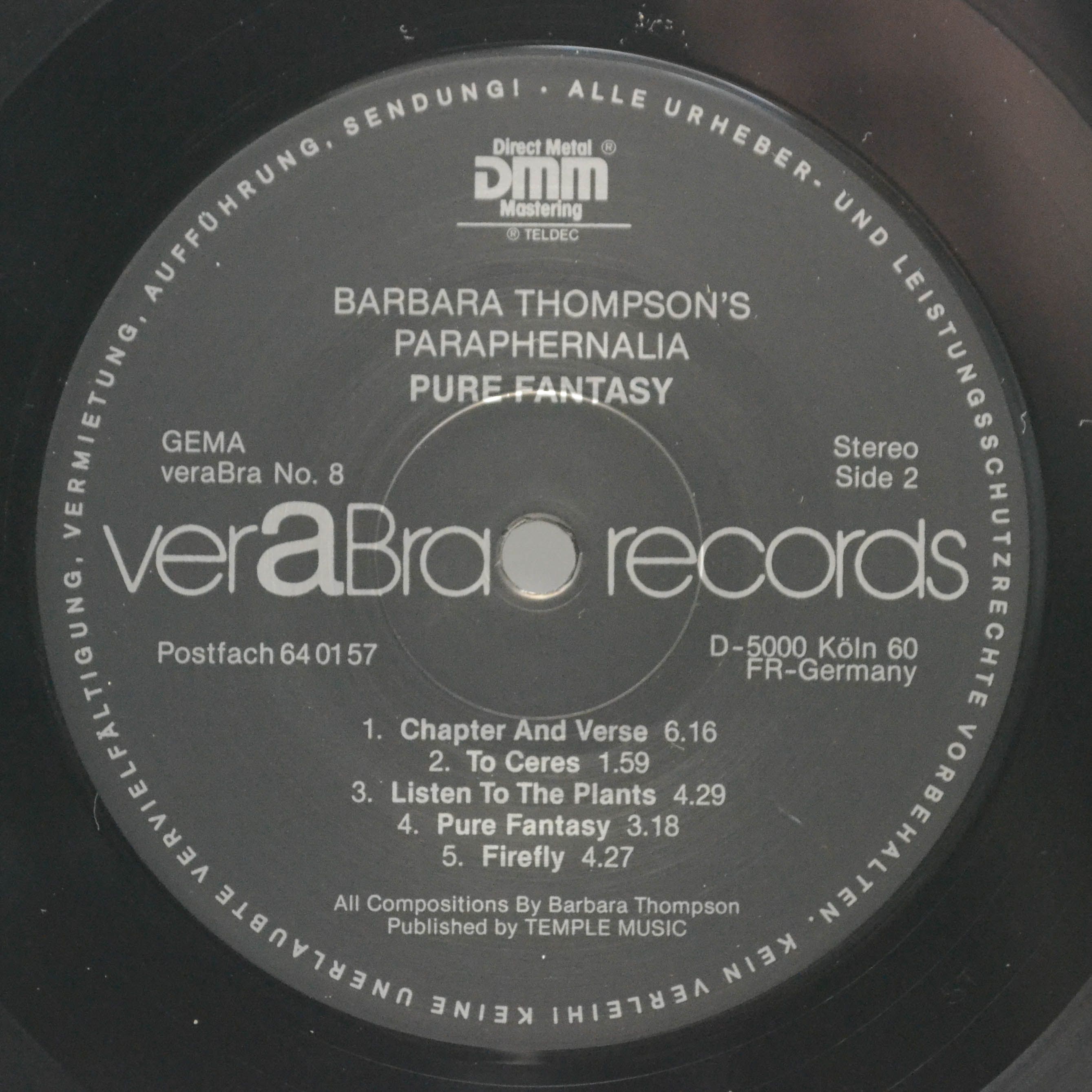 Виниловая пластинка Barbara Thompson's Paraphernalia — Pure Fantasy, 1984