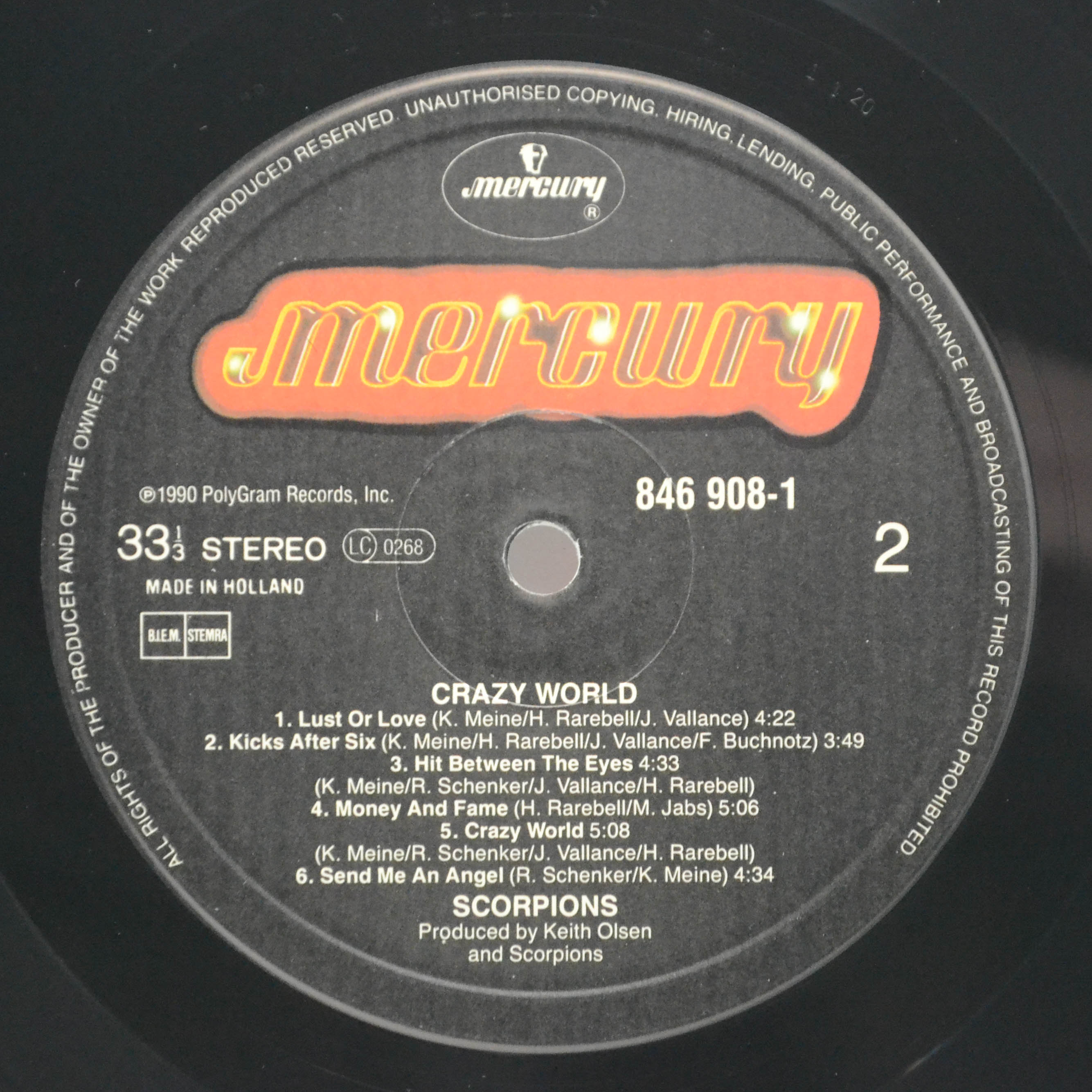 Виниловая пластинка Scorpions — Crazy World, 1990