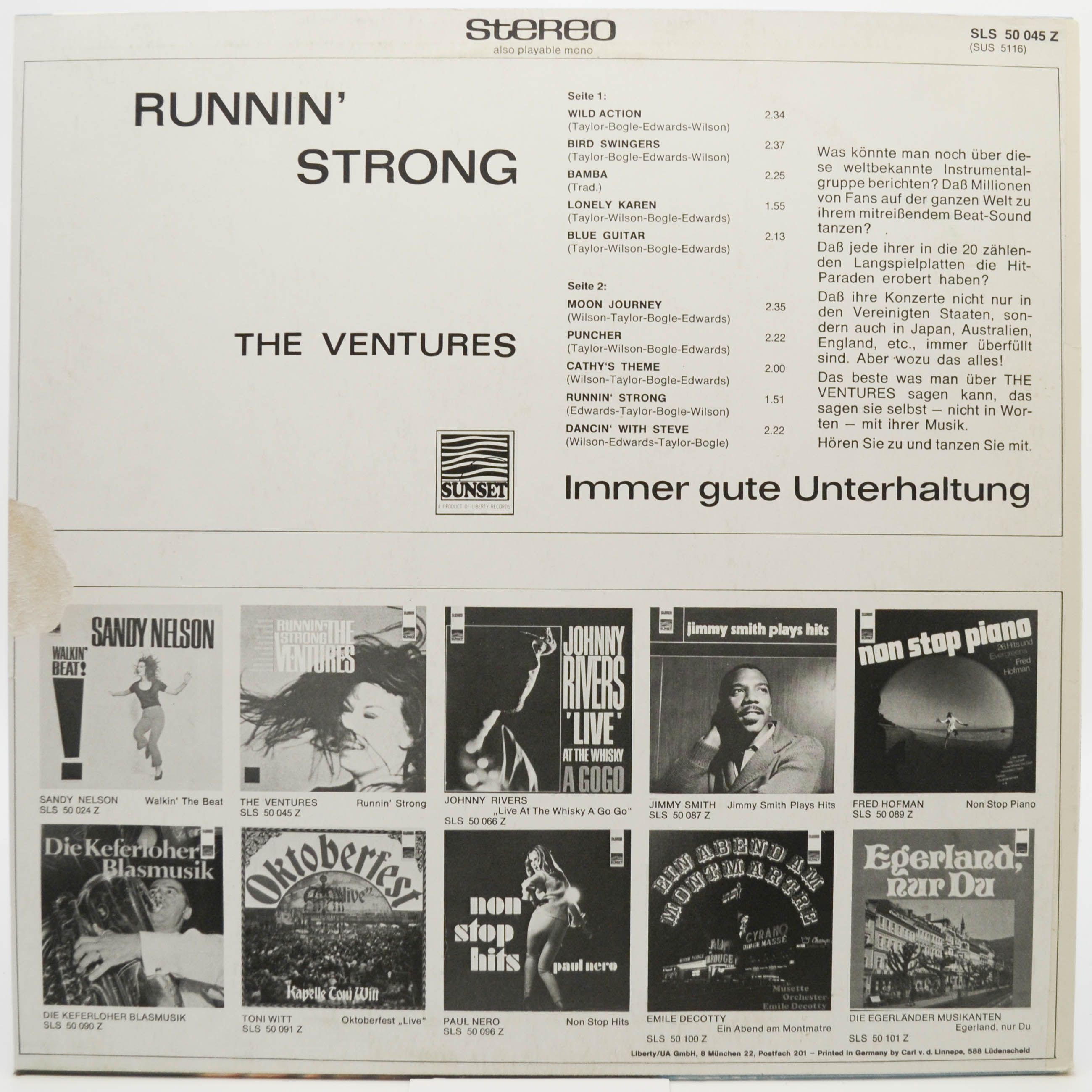 Виниловая пластинка Ventures — Runnin’ Strong, 1966